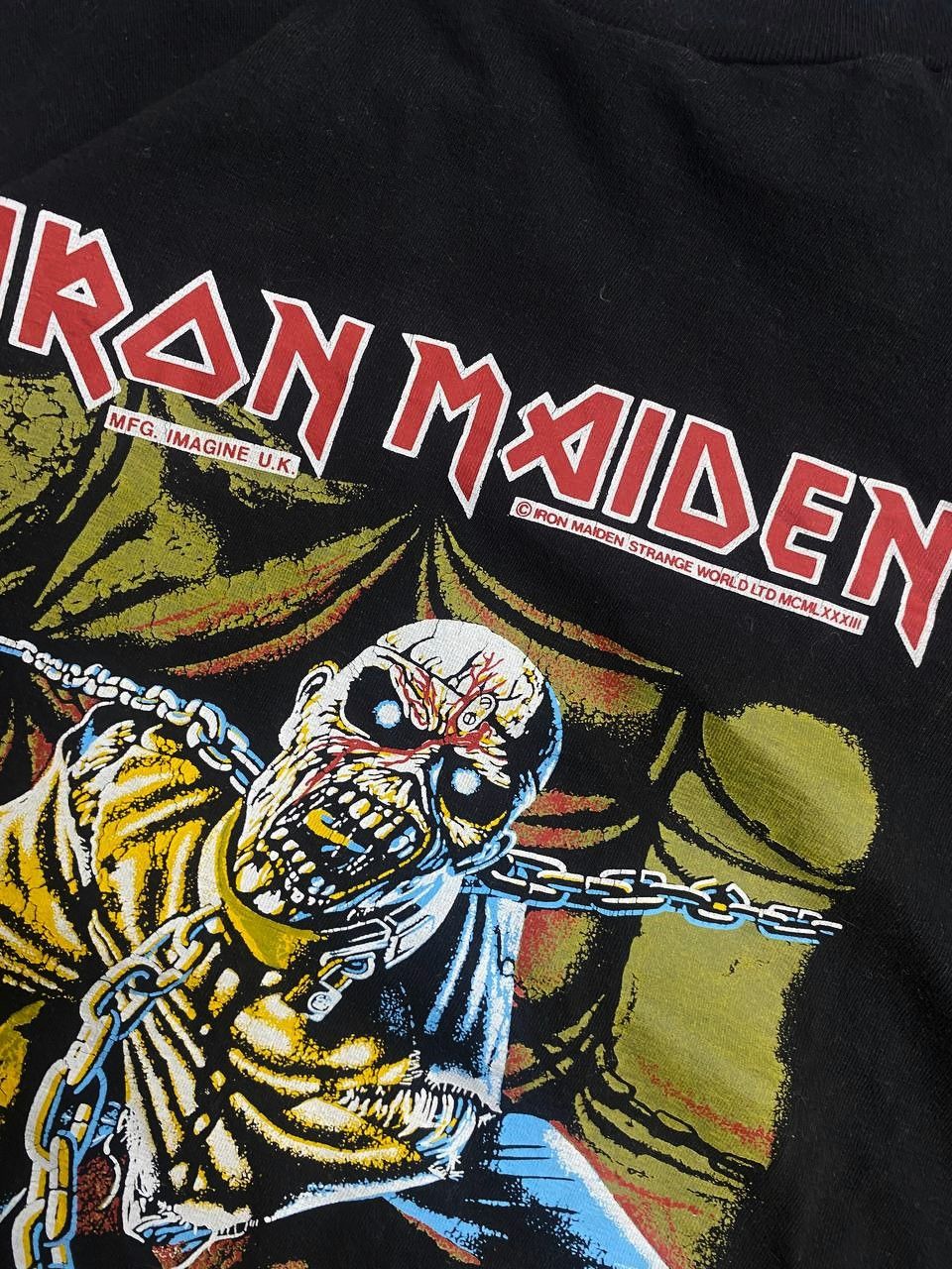 Band Tees × Iron Maiden × Vintage Rare Punk Vintage Iron Maiden Piece of Mind Black T shirt Size US M / EU 48-50 / 2 - 3 Thumbnail