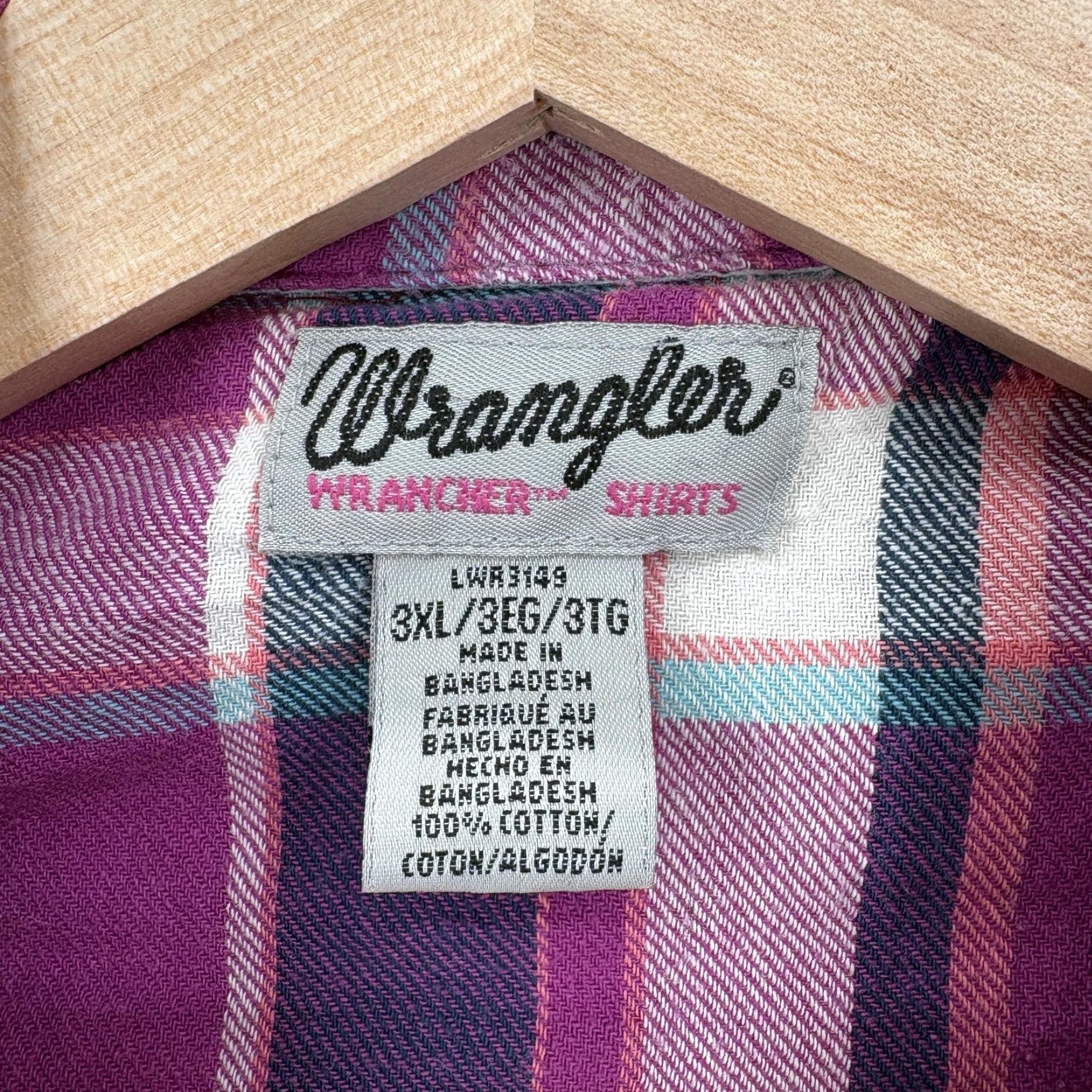 Wrangler Wrangler Shirt Womens 3XL Purple Plaid Flannel Pearl Snap Long Sleeve Western Size XXL / US 16-18 / IT 52-54 - 3 Thumbnail
