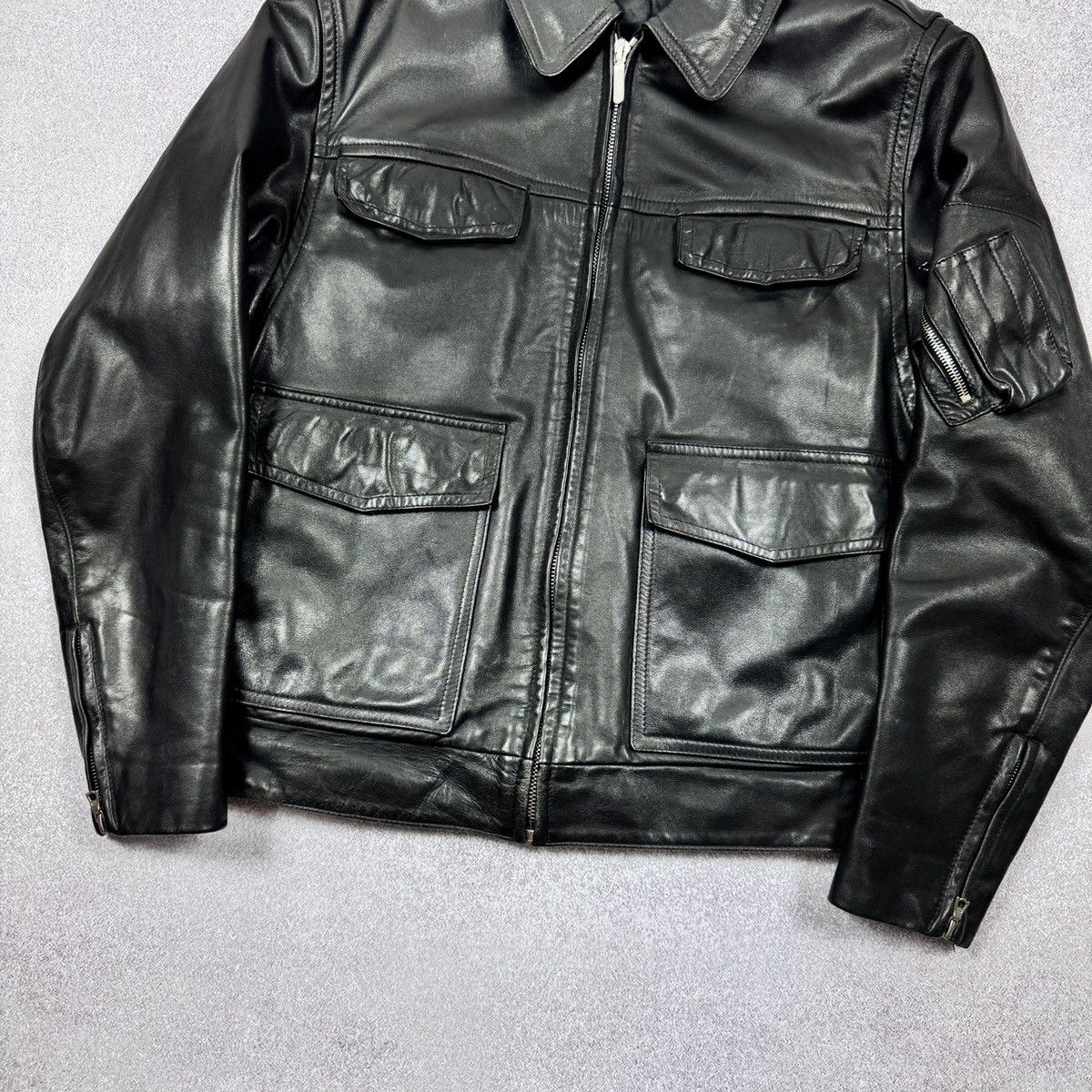 Vintage 1989 Vintage Men's Polizei Leather jacket Size 48 / M-L Size US M / EU 48-50 / 2 - 9 Thumbnail
