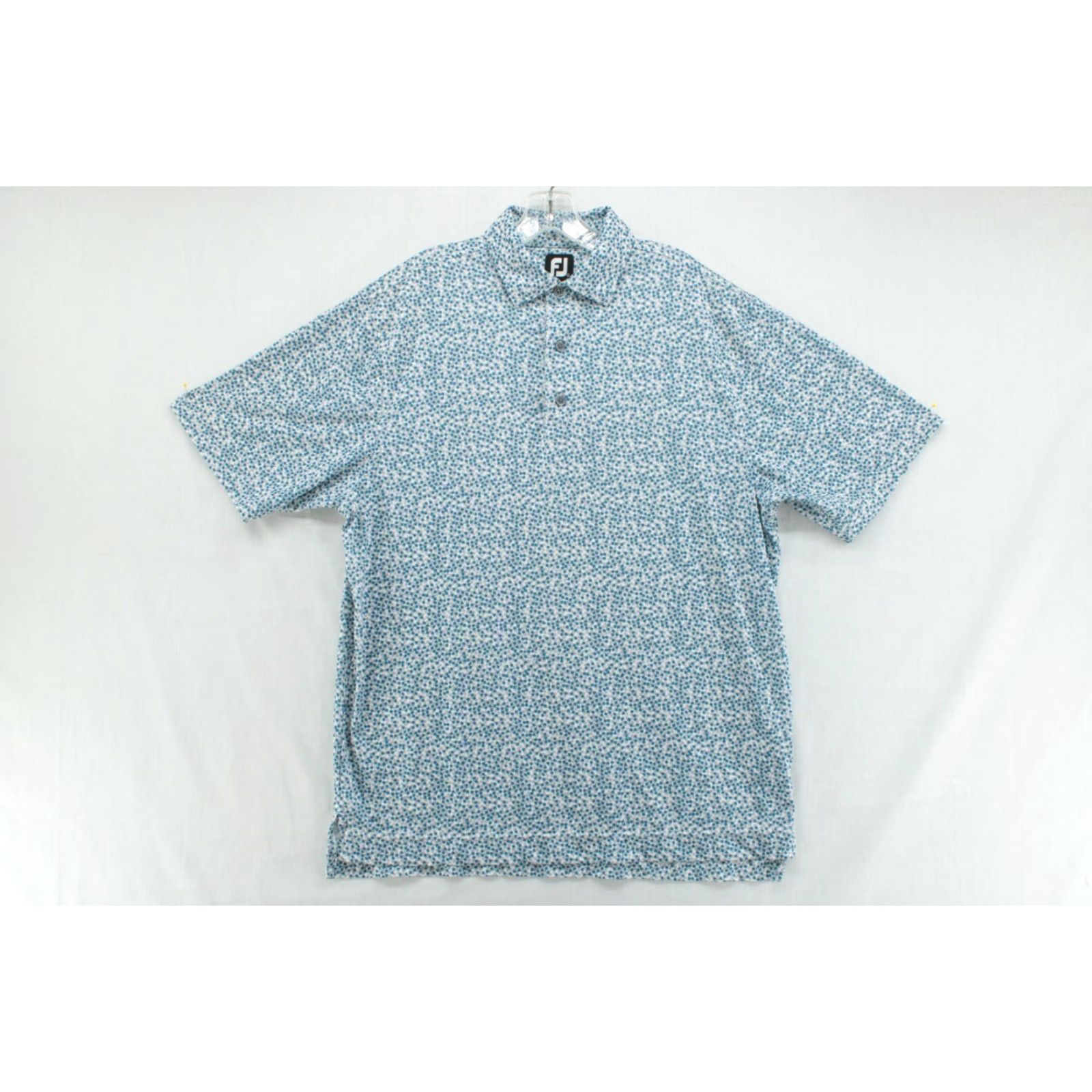 Footjoy Footjoy FJ Golf Shirt Men's Large Blue Geometric Short Sleeve Performance Polo Size US L / EU 52-54 / 3 - 6 Thumbnail