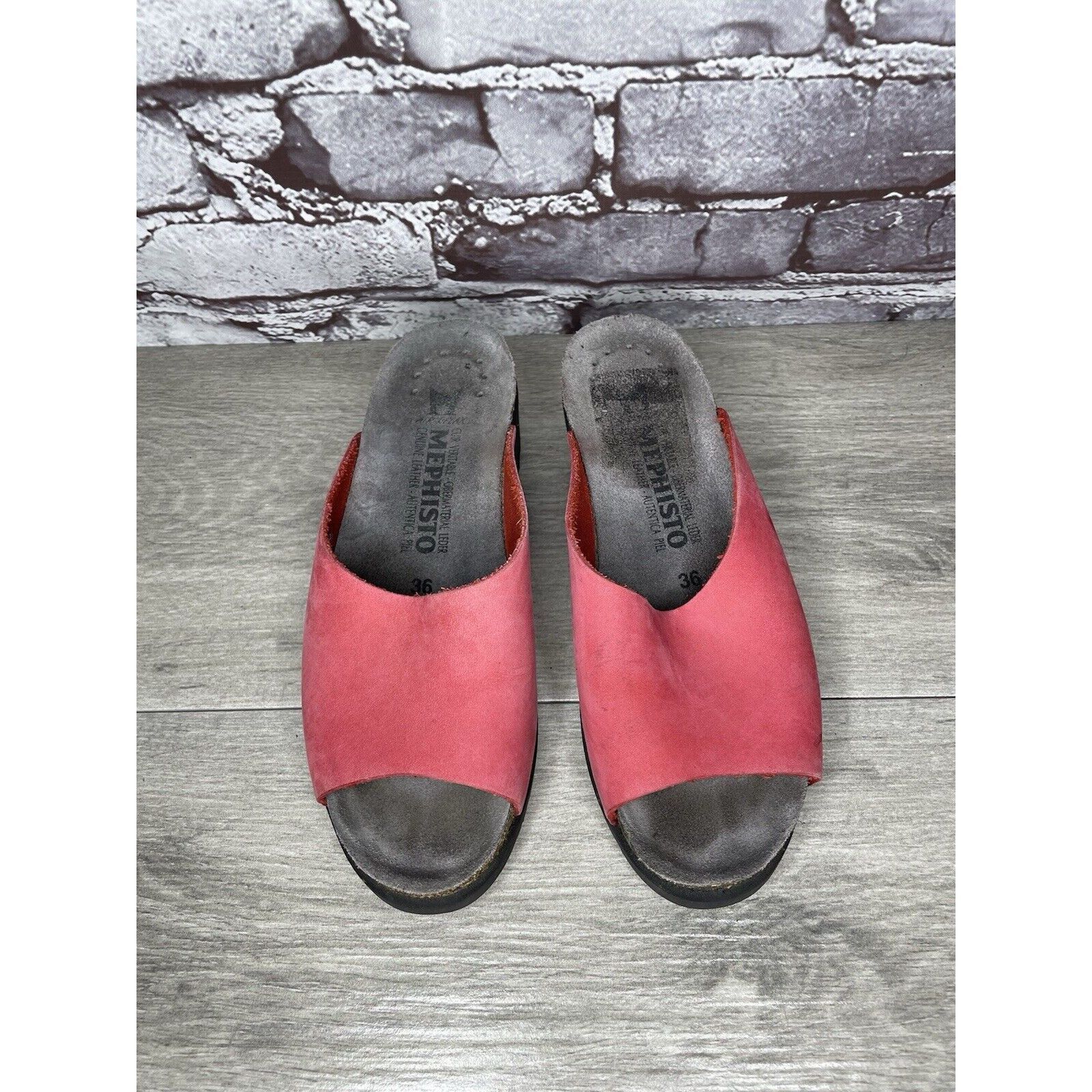 Mephisto Mephisto Lisane Pink Nubuck Leather Slide Cork Wedge Sandals Size US 6 / IT 36 - 4 Thumbnail