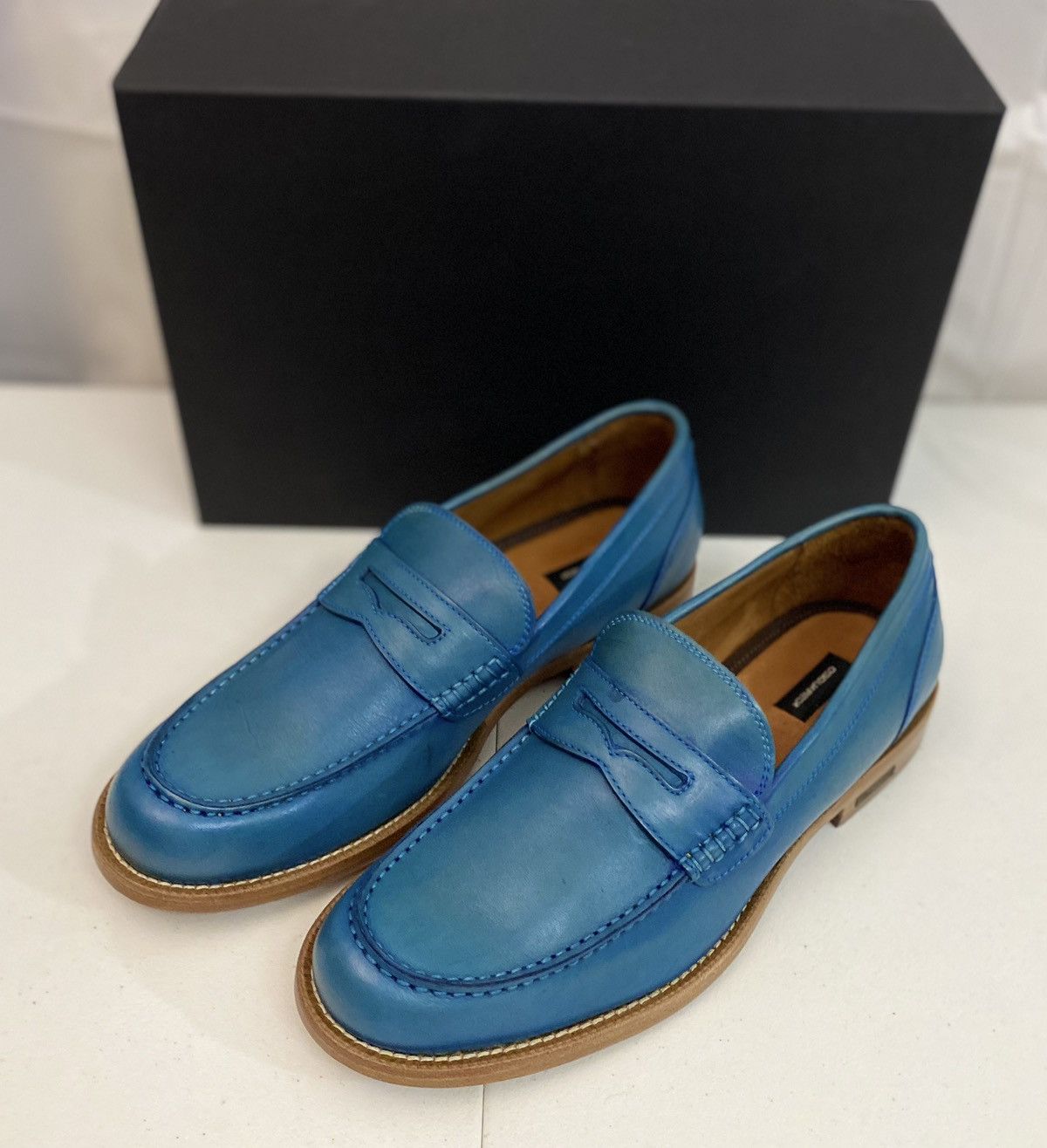 Dsquared2 Dsquared2 🇮🇹 Blue Leather Ivy League Penny Loafer 8.5 NEW Size US 8.5 / EU 41-42 - 18 Thumbnail