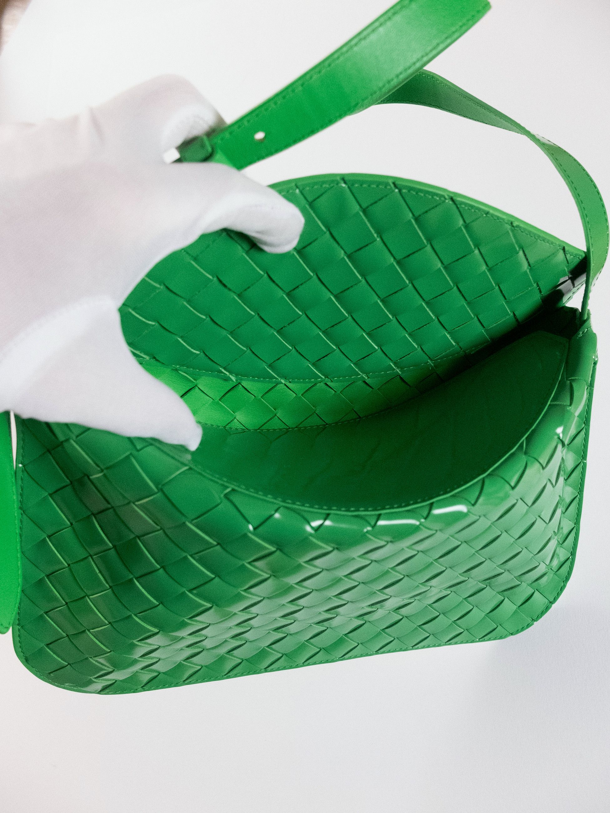 Bottega Veneta BOTTEGA VENETA green patent leather woven flap bag Size ONE SIZE - 10 Thumbnail