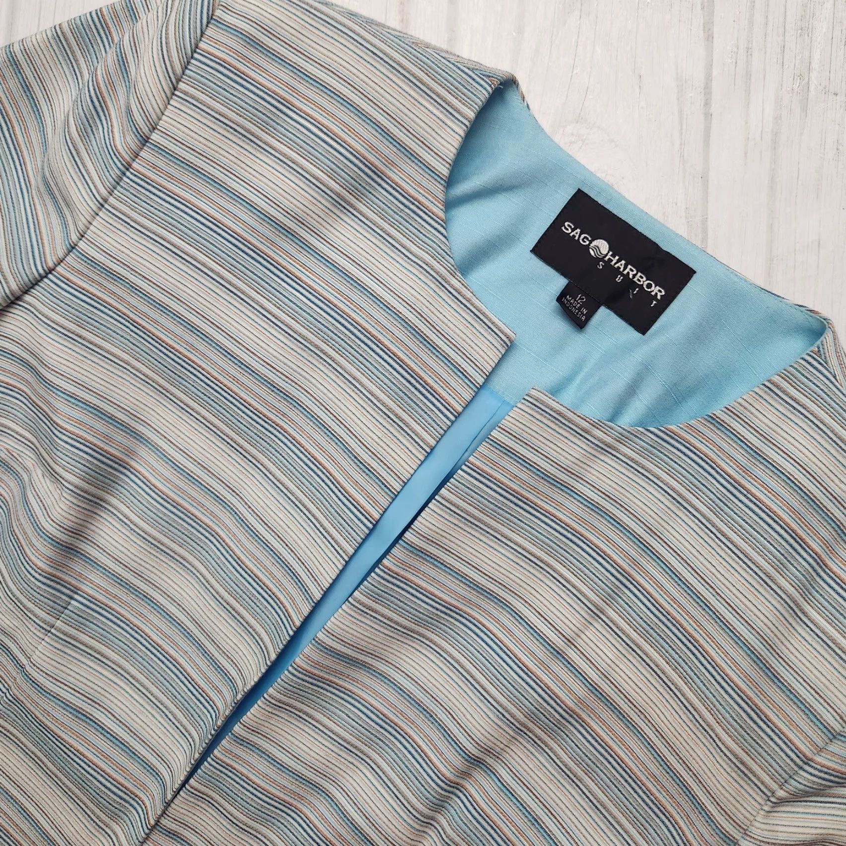 Vintage Sag Harbor Blue Striped Single Button Suit Jacket Size 12 Womens Size XL / US 12-14 / IT 48-50 - 5 Thumbnail