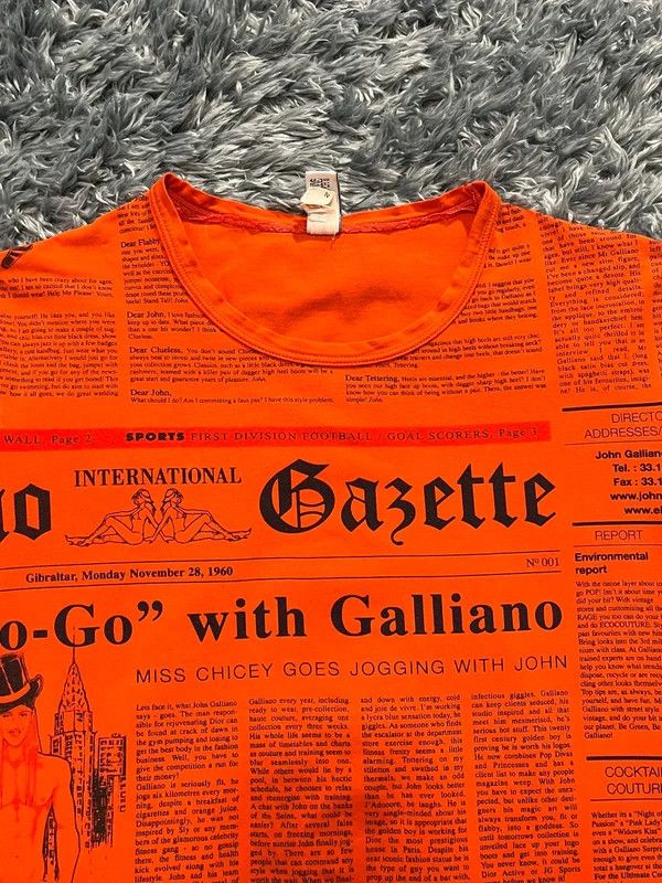 John Galliano John Galliano Gazette Orange T-shirt Size US M / EU 48-50 / 2 - 6 Thumbnail