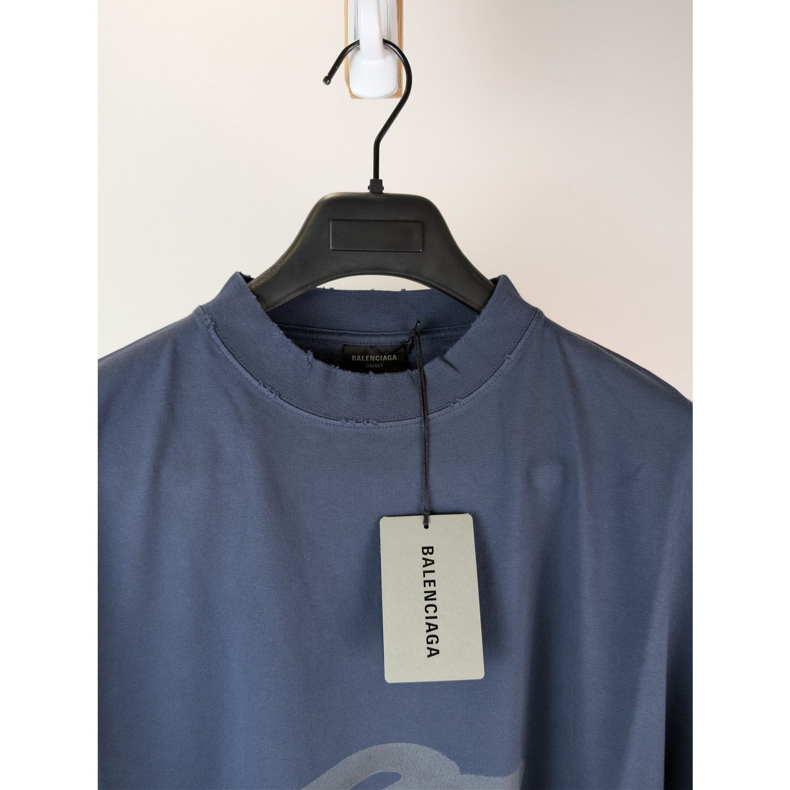 Balenciaga o1rshd1 3B Stencil Oversized Vintage Jersey T-Shirt in Blue Size US M / EU 48-50 / 2 - 7 Thumbnail