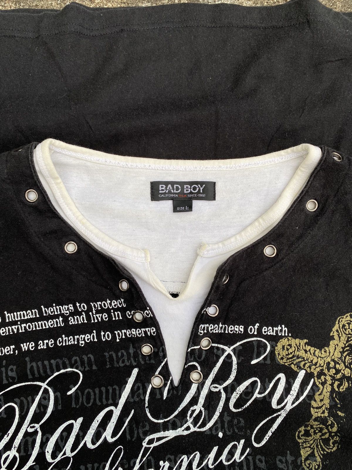 If Six Was Nine × KMRii × Le Grande Bleu (L.G.B.) BadBoy Cross Poem Seditionaries Double Layer Longsleeve Size US L / EU 52-54 / 3 - 4 Thumbnail
