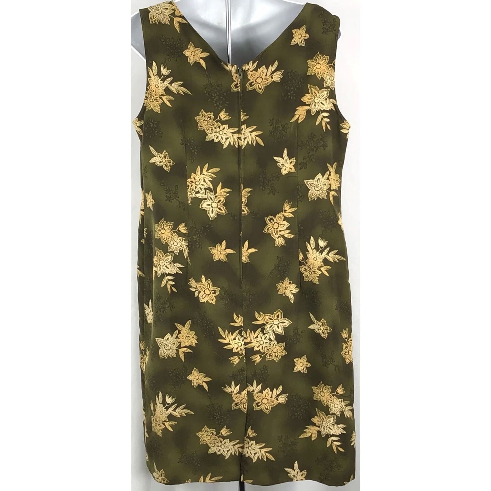 Vintage VINTAGE Kathie Lee Dress Sleeveless Green Floral V-Neck Knee Length 14 Boho 90s Y2K Women’s Size XL / US 12-14 / IT 48-50 - 3 Thumbnail