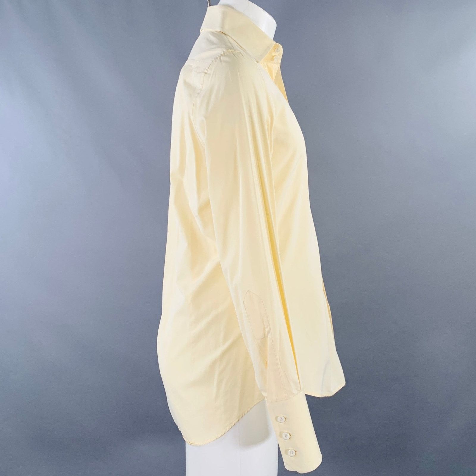 Dsquared2 DSQUARED2 Yellow Cotton Curved Cutaway Long Sleeve Shirt Size US M / EU 48-50 / 2 - 2 Thumbnail