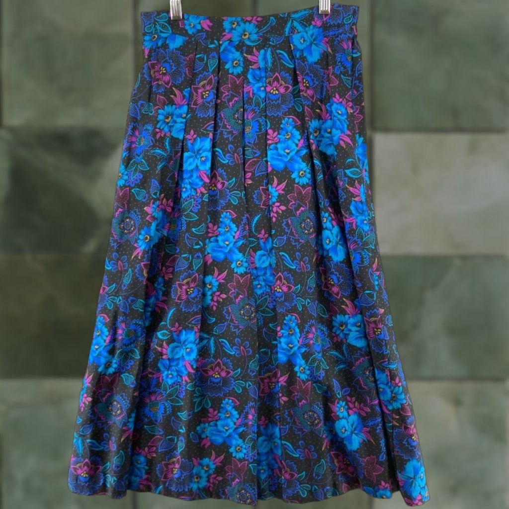 Vintage VINTAGE Designers Sport Skirt Maxi Black Floral 10 Boho Pleated Women's Long Summer Spring Fall 90s Grunge Bohemian Size 32" / US 10 / IT 46 - 1 Thumbnail