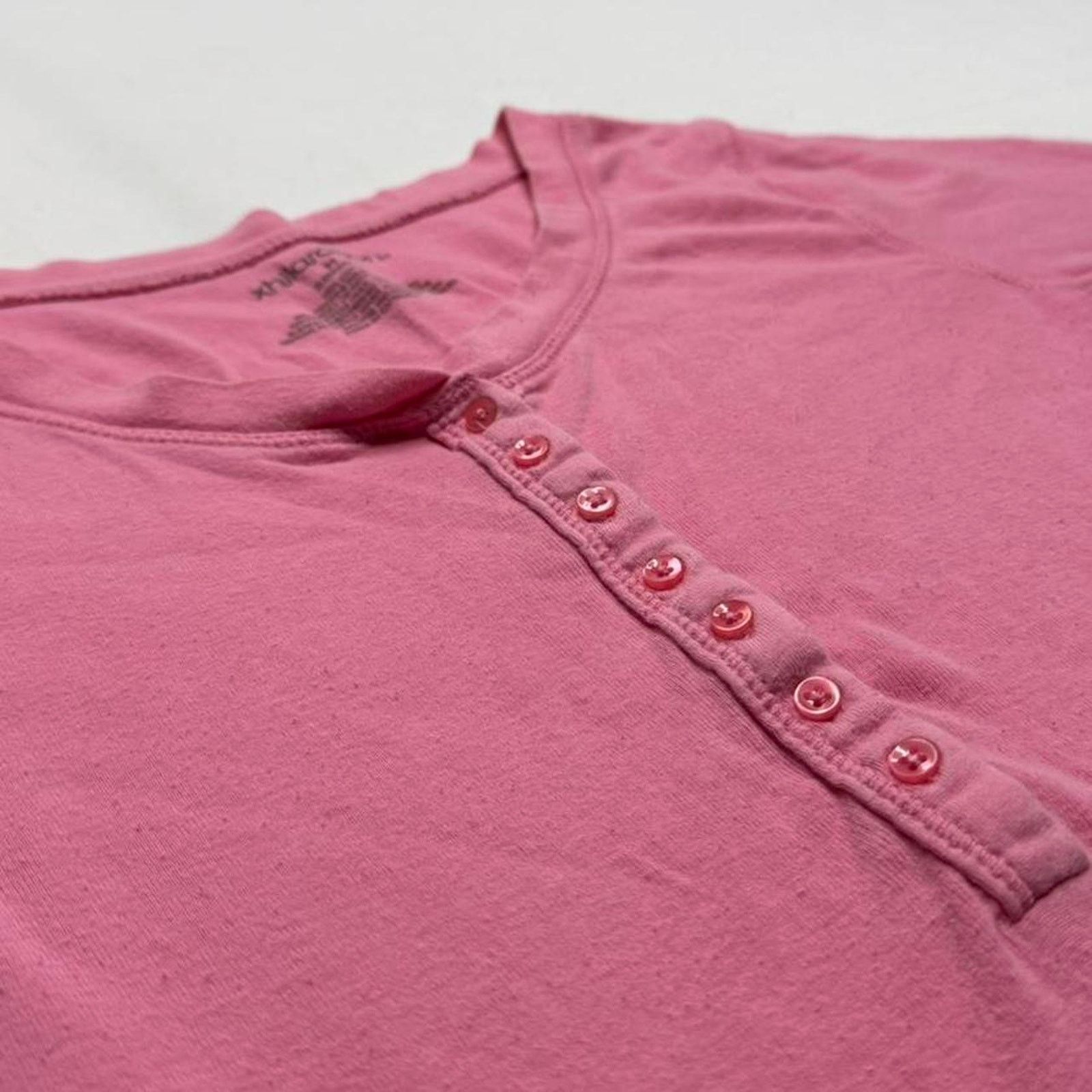 Other Pink Y2K Fitted Henley 2000s 100% Cotton Long Sleeve Size M Size M / US 6-8 / IT 42-44 - 4 Thumbnail