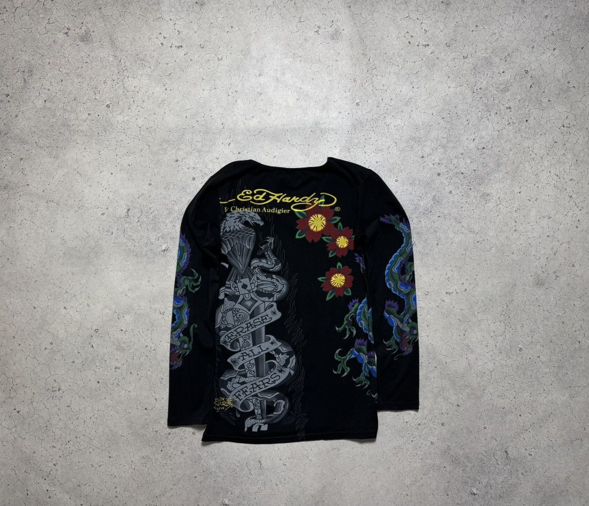 Ed Hardy Ed Hardy Christian Audigier Big Logo Over Print Longsleev Size US XS / EU 42 / 0 - 7 Thumbnail