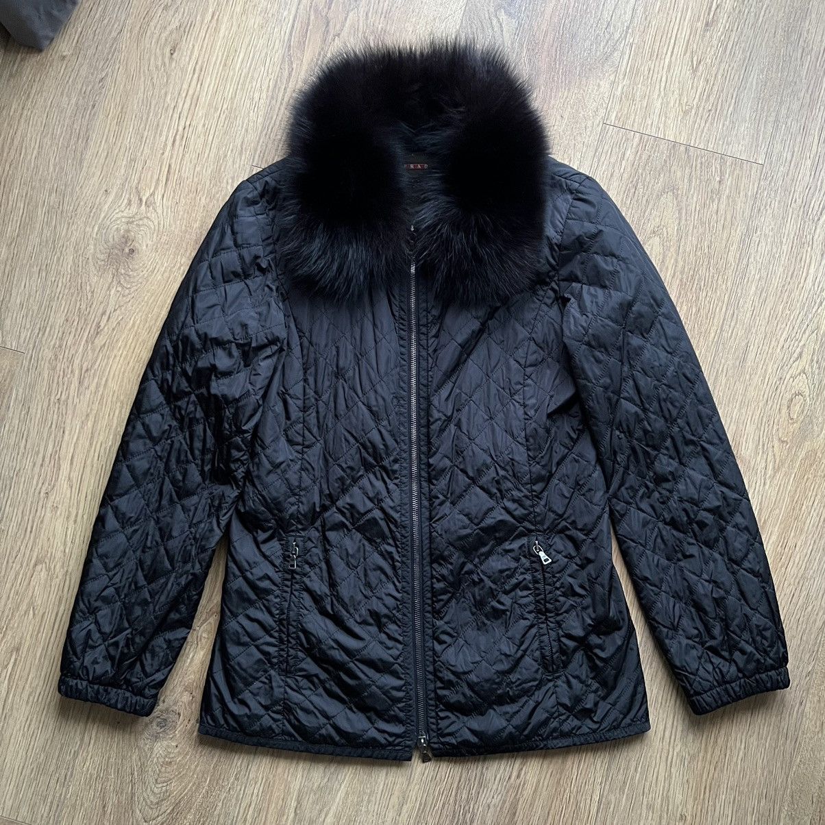 Prada Prada nylon jacket fur blue fox Size M / US 6-8 / IT 42-44 - 1 Thumbnail