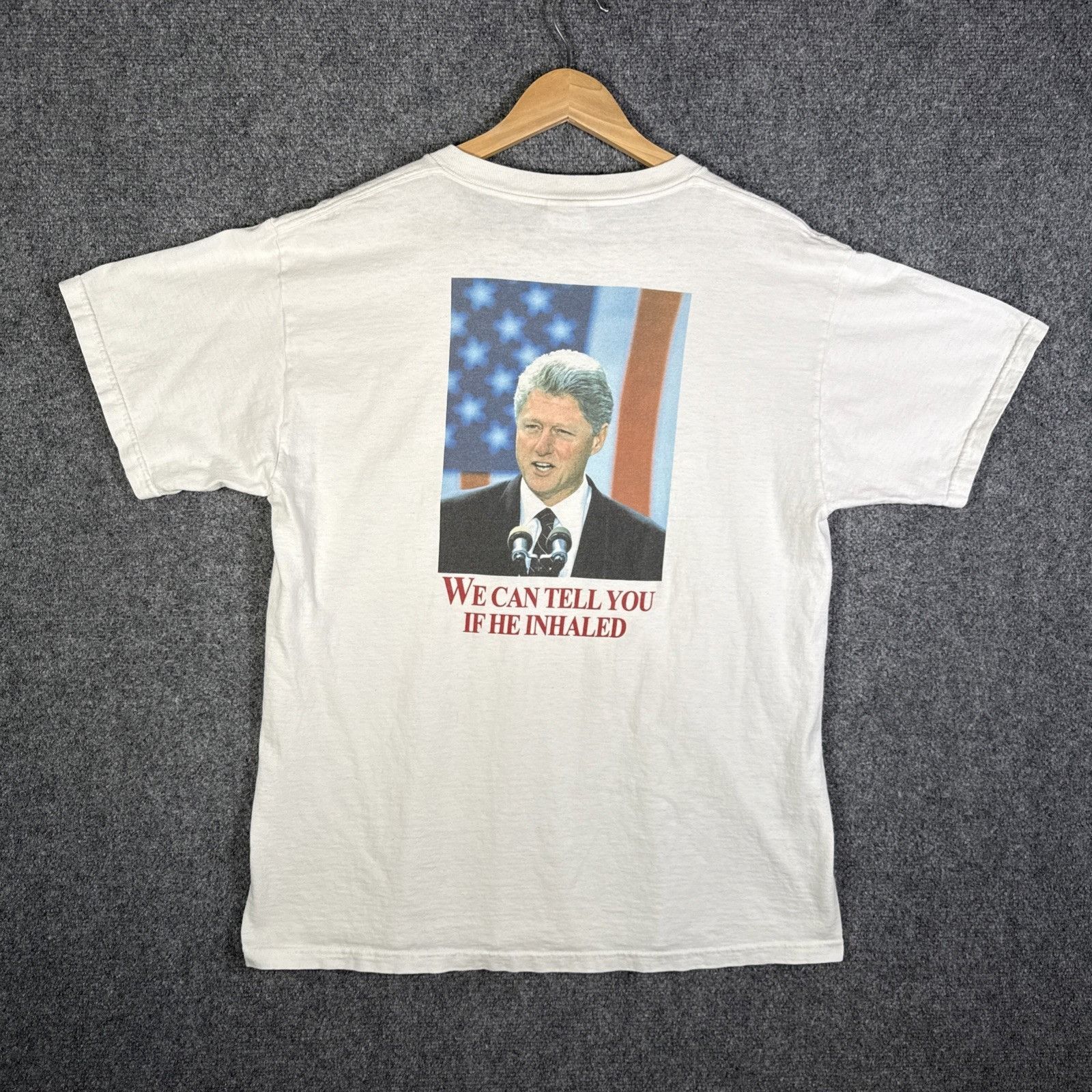 Vintage Bill Clinton Shirt Mens Large 90s Funny Drug Parody
