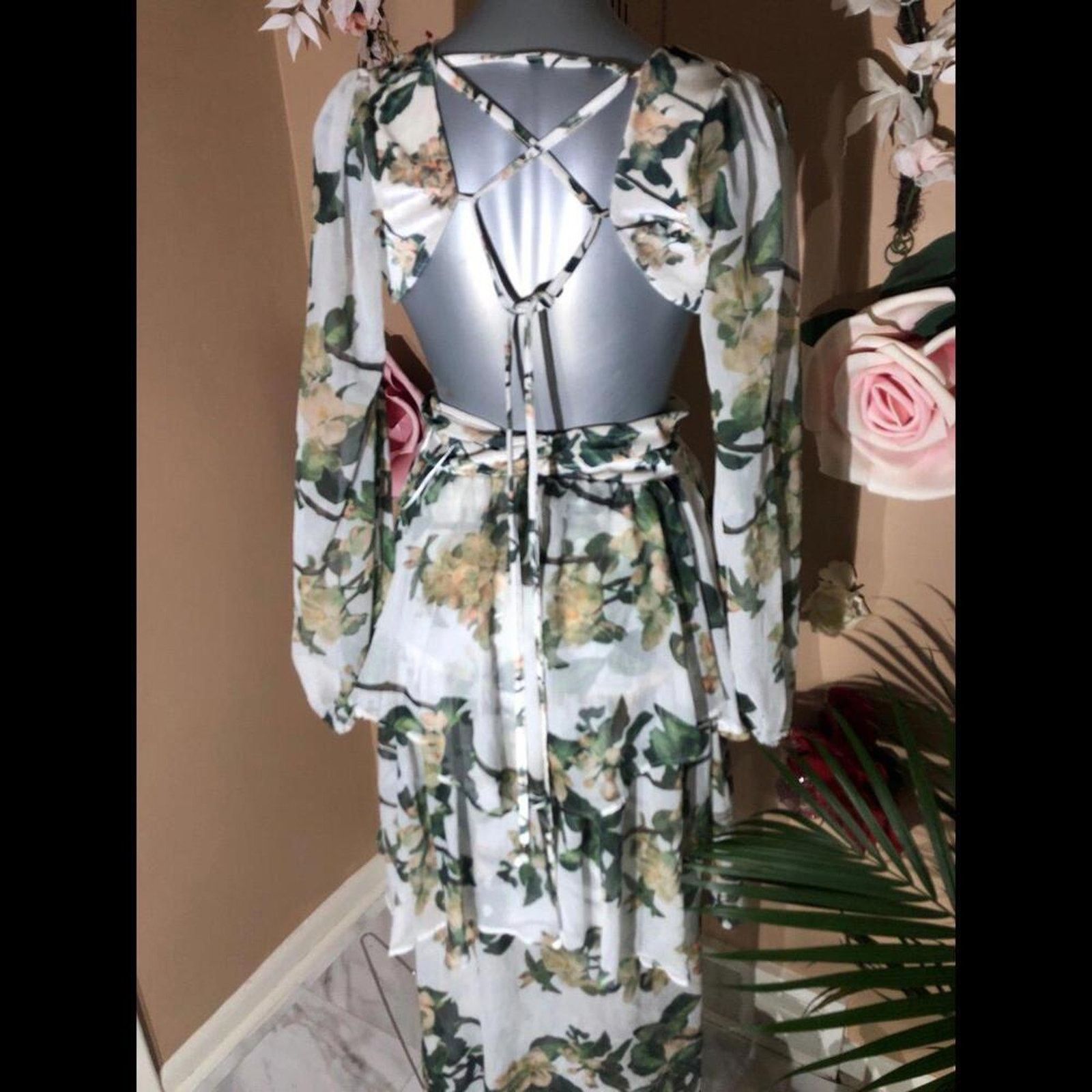 Other Beach coverup dress green/white exotic floral dress Size S / US 4 / IT 40 - 5 Thumbnail