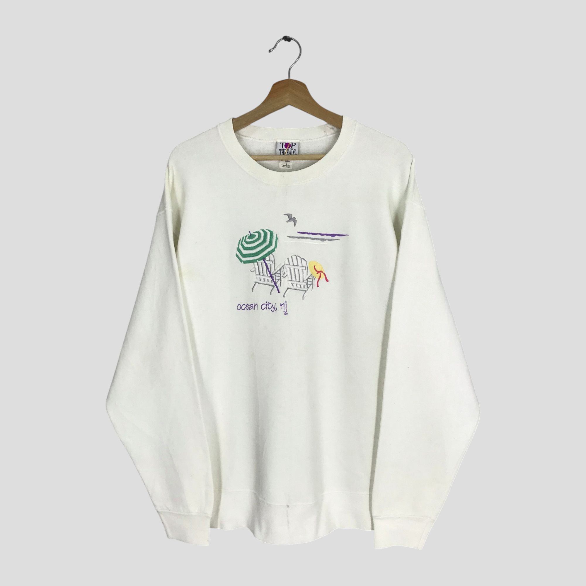 Ocean Pacific Vintage Ocean City White Sweatshirt Larg - 312 Size US L / EU 52-54 / 3 - 1 Thumbnail