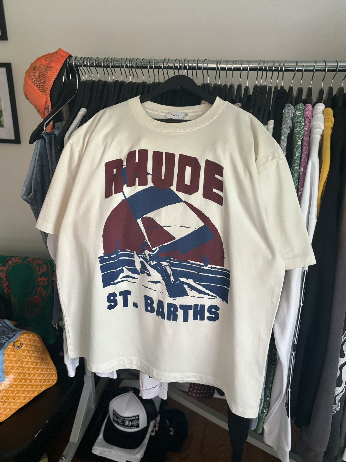 image of Rhude St Barths Tee in Cream, Men's (Size 2XL)