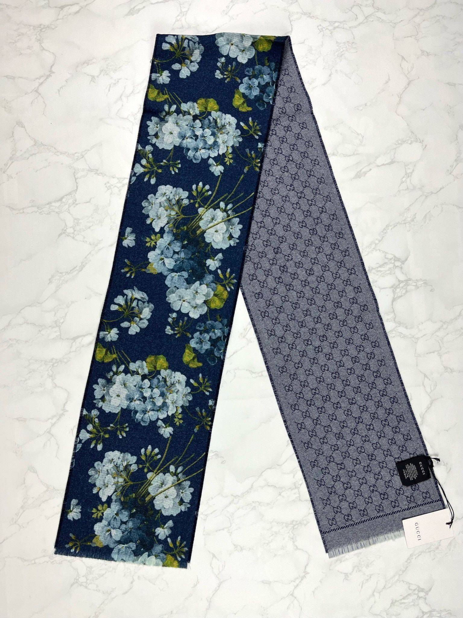 Gucci 🔥[SALE]🔥 Gucci Blooms Blue Wool Scarf Size ONE SIZE - 2 Thumbnail
