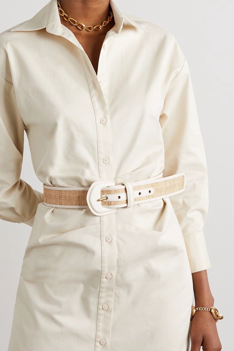Zimmermann Zimmermann postcard leather trimmed woven raffia waist belt Size ONE SIZE - 2 Thumbnail