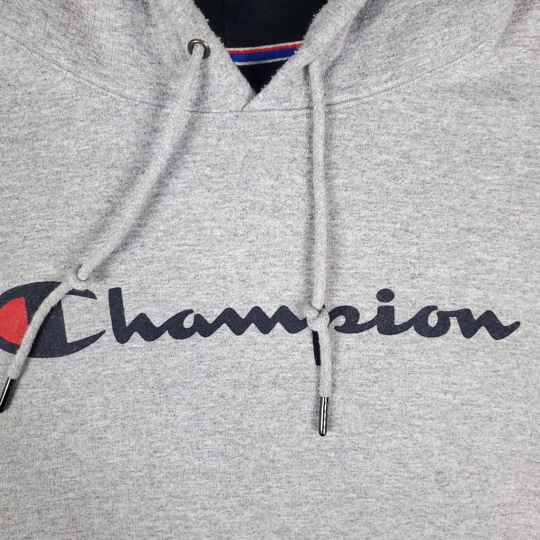 Champion Champion Hoodie Gray Lace Tie Pullover Casual Sweatshirt Adult L Mens Regular Solid Cotton Polyester Fleece Size US L / EU 52-54 / 3 - 3 Thumbnail