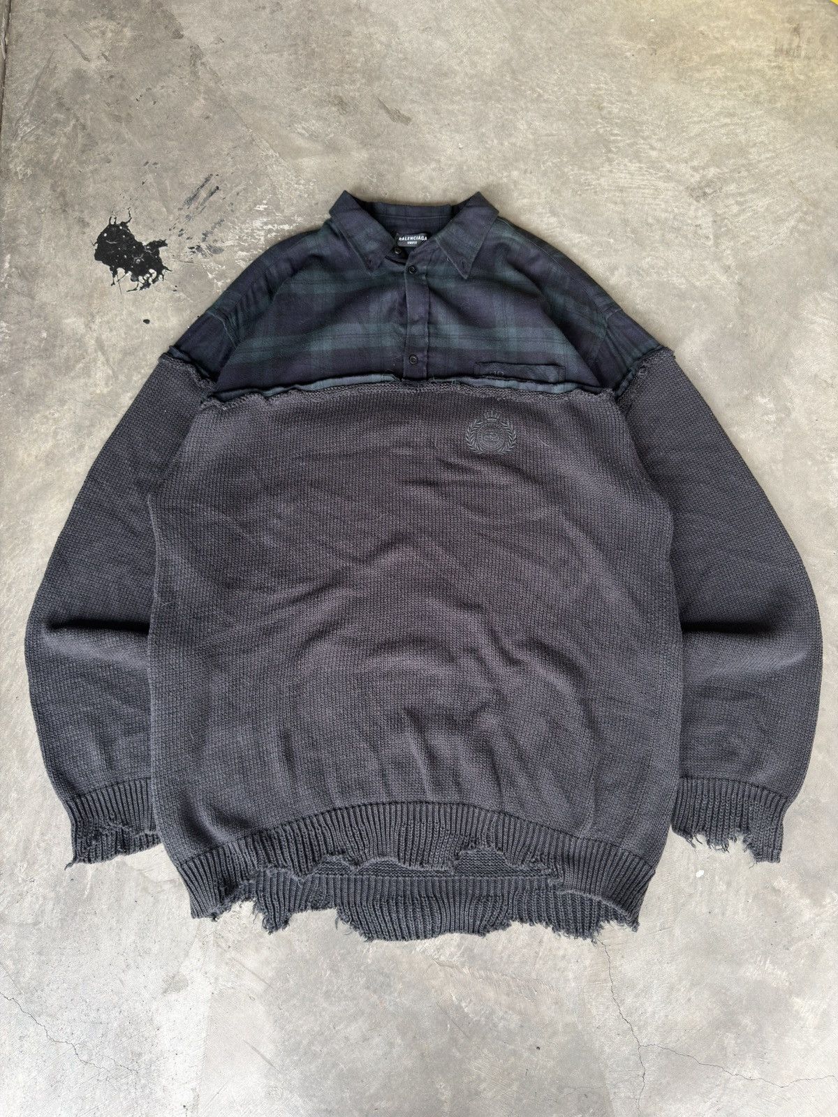 Balenciaga Balenciaga cut up hybrid sweater flannel Size US XL / EU 56 / 4 - 1 Thumbnail