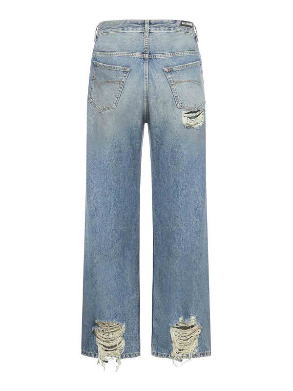 Balenciaga o1w1db10226 Ripped Medium Fit Pants In Blue Size US 34 / EU 50 - 2 Thumbnail