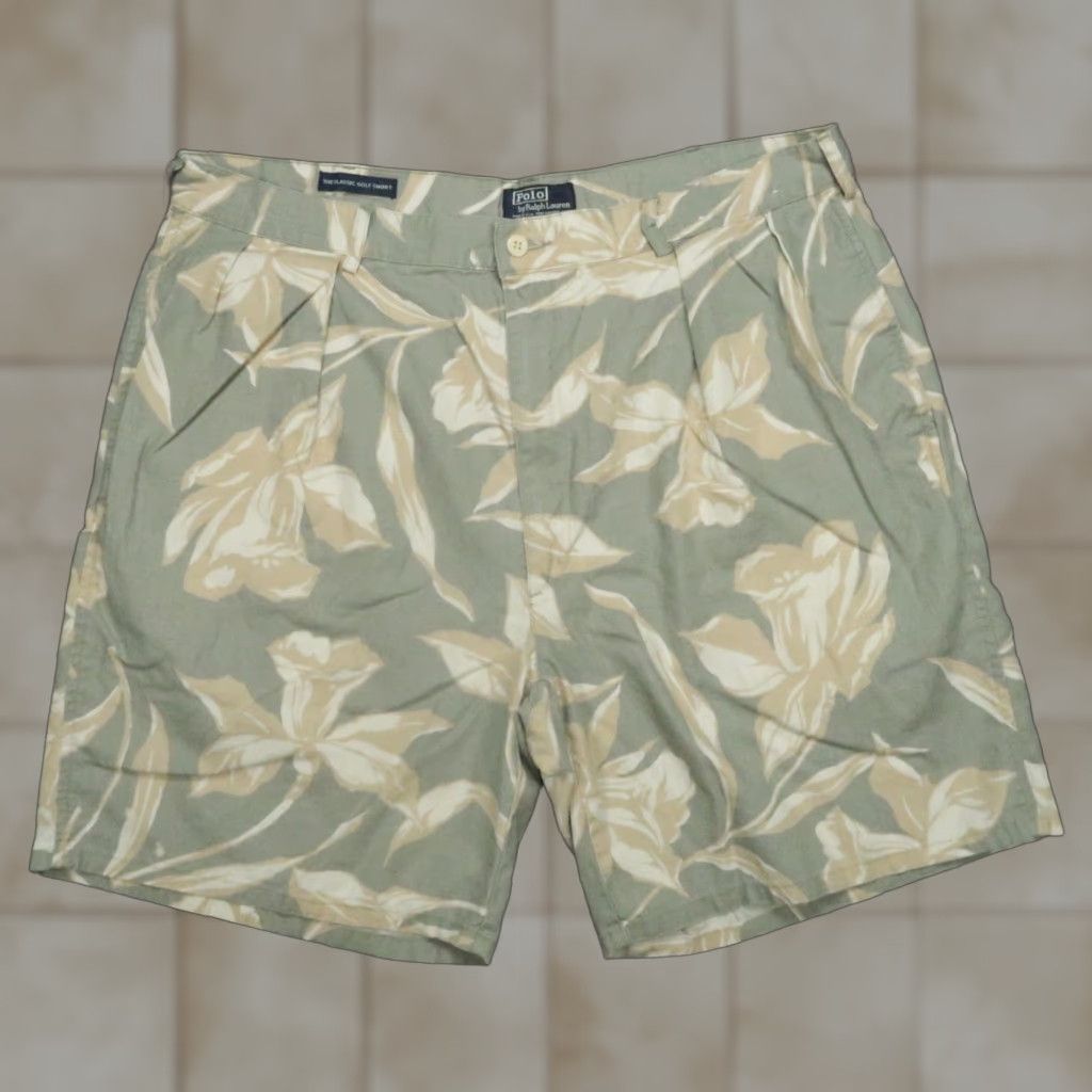 Polo Ralph Lauren VINTAGE Polo Ralph Lauren Chino Shorts Mens 36 Green Floral Casual Golf USA Size US M / EU 48-50 / 2 - 1 Thumbnail