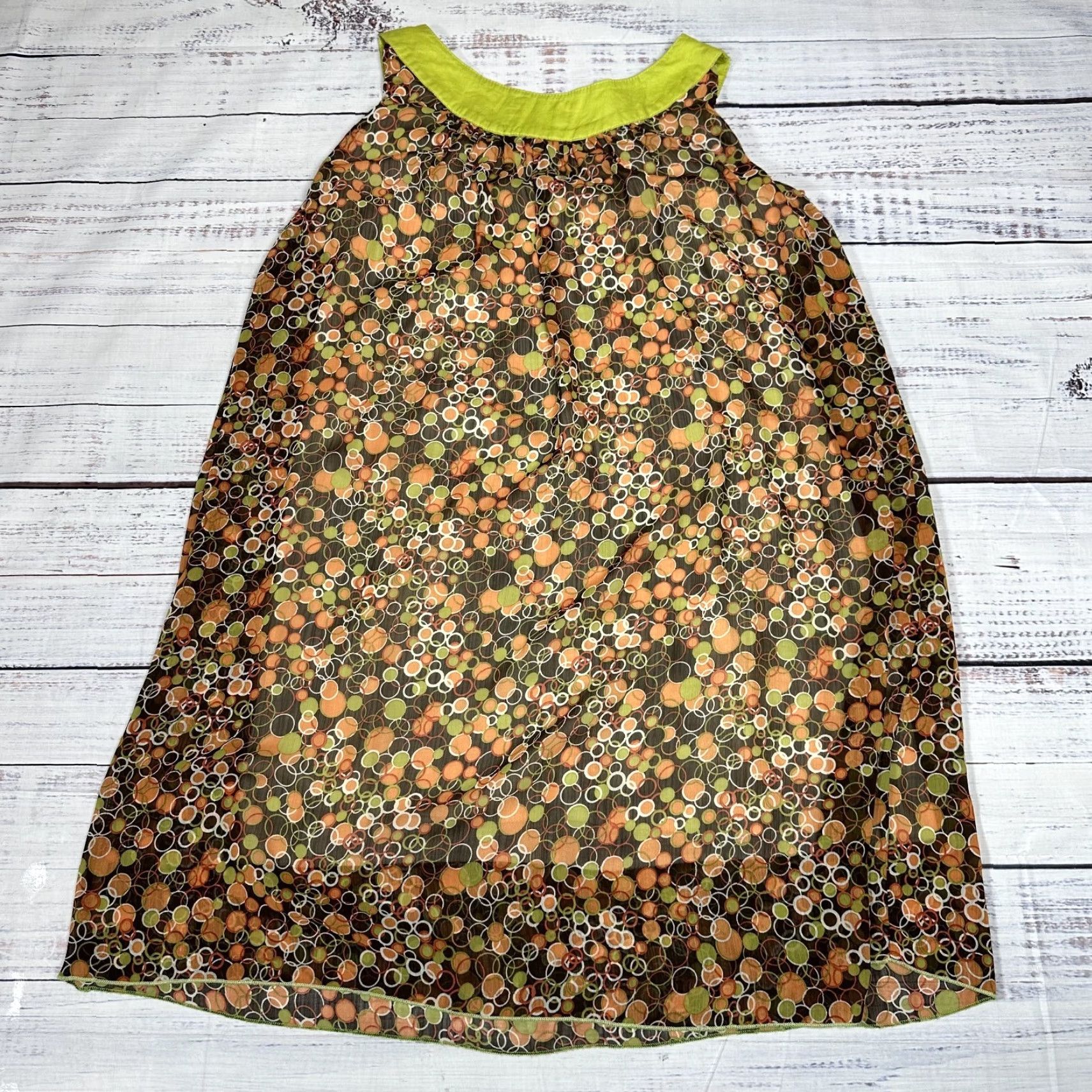 Vintage Renee C Brown Orange Shift Halter Dress Mini Casual Cocktail Sz L Adult Women Sleeveless Party/Cocktail Size L / US 10 / IT 46 - 3 Thumbnail