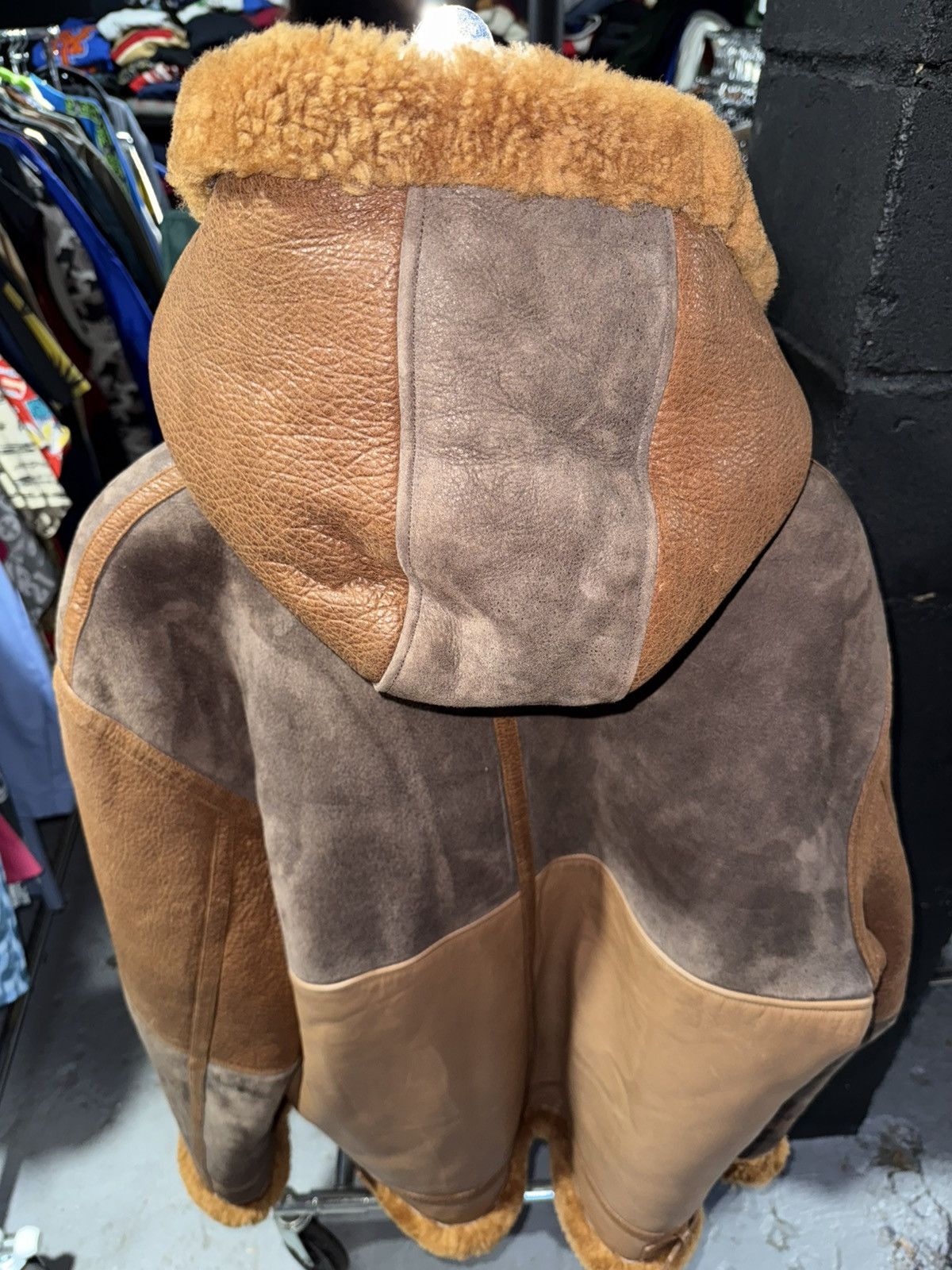 Aimé Leon Dore Hooded Shearling Jacket Brown Chestnut 2XL