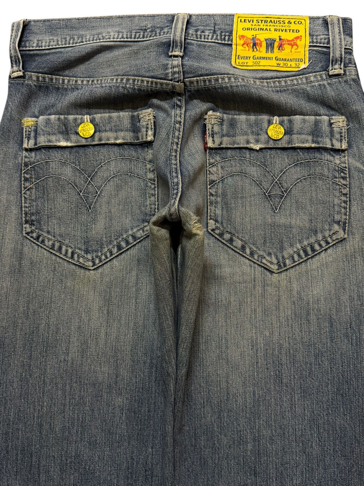 Levi's Vintage Y2K Levis 502 Blue Faded Wash Yellow Tab Regular Fit Size US 31 - 4 Thumbnail