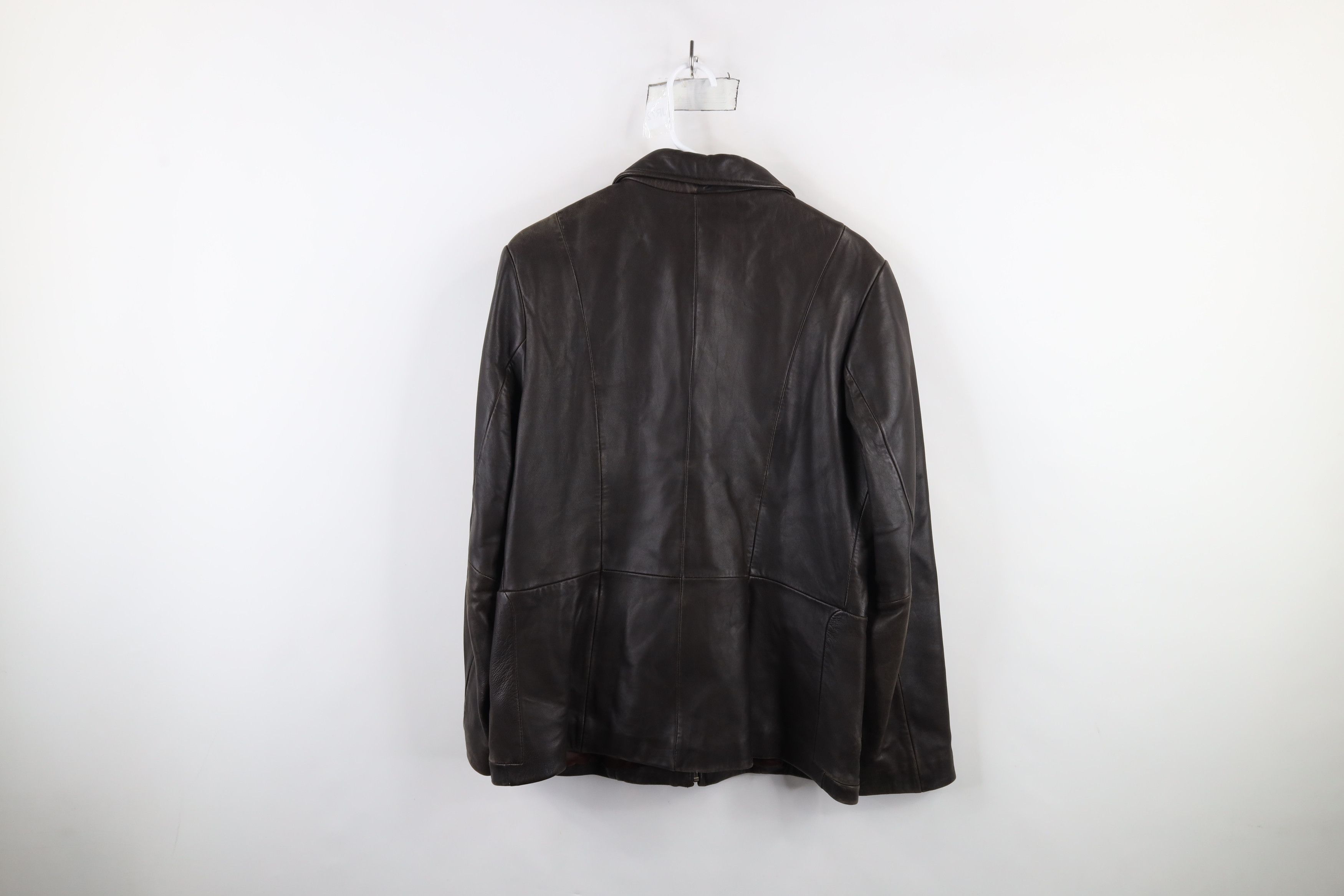 Vintage Vintage 90s Streetwear Leather Collared Zip Jacket Brown Size L / US 10 / IT 46 - 12 Thumbnail