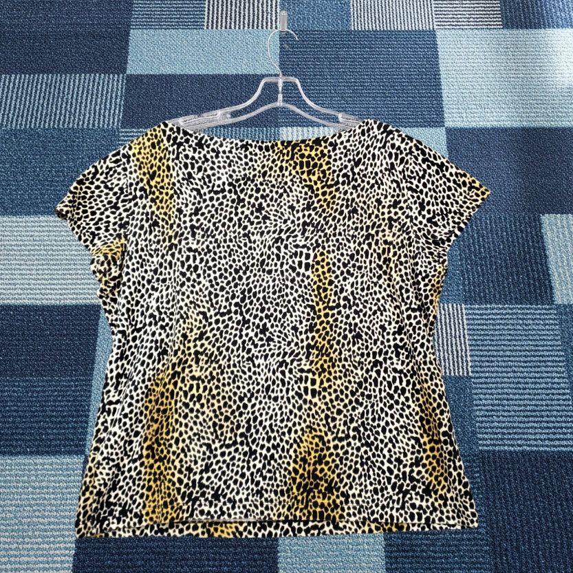 Jones New York Jones New York T-Shirt Women XL Black Signature Cropped Animal Print Cotton Size XL / US 12-14 / IT 48-50 - 1 Thumbnail