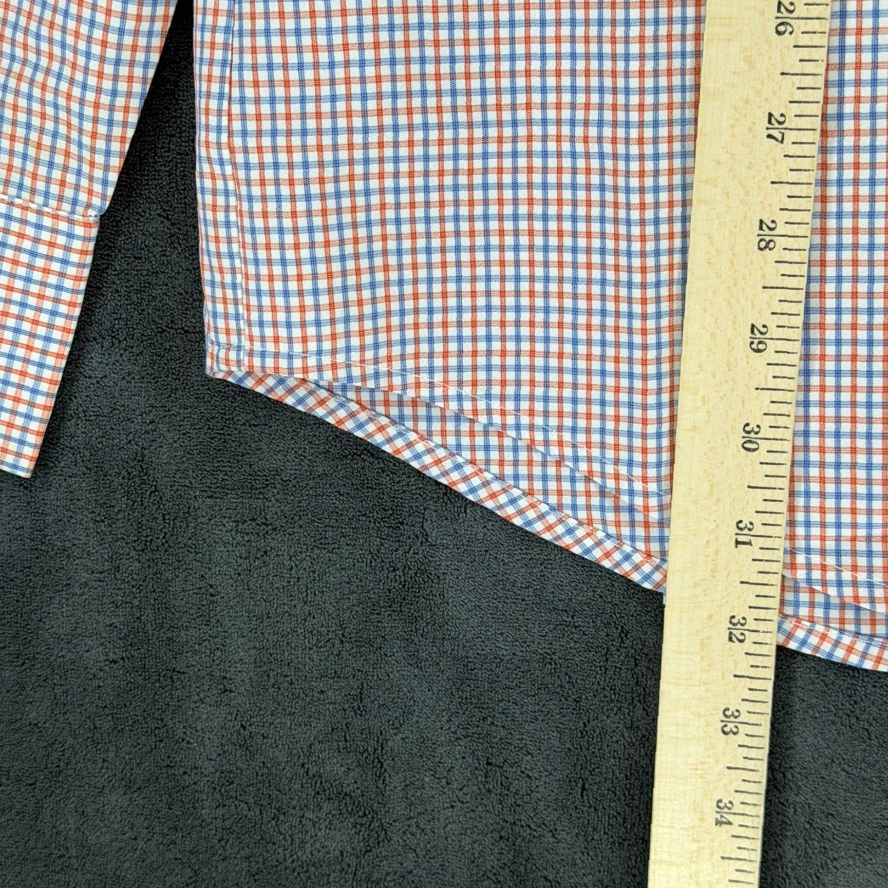 Mizzen+Main Mizzen+Main Leeward Dress Shirt Mens L Slim Fit Orange Blue Check L-9017 Size 42R - 7 Thumbnail