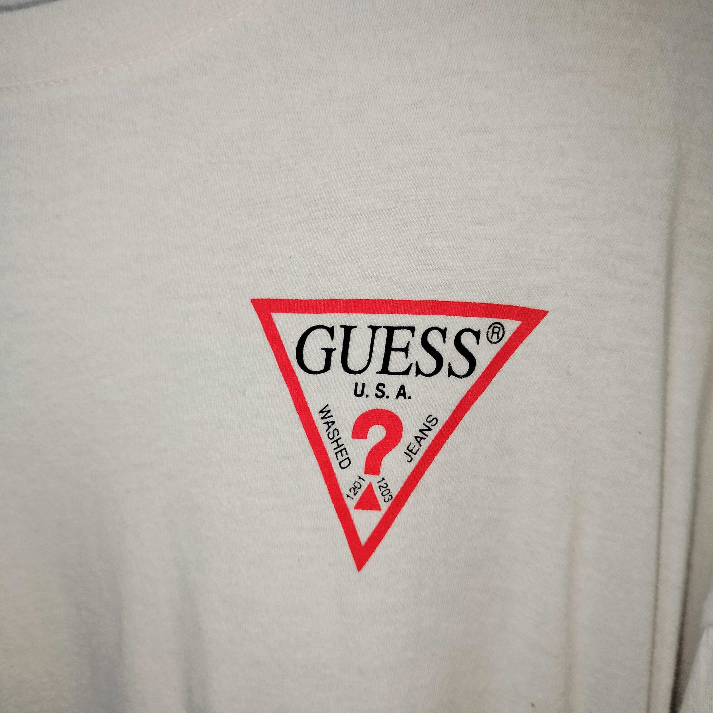 Guess GUESS USA Long Sleeve White T-shirt Size US M / EU 48-50 / 2 - 2 Thumbnail