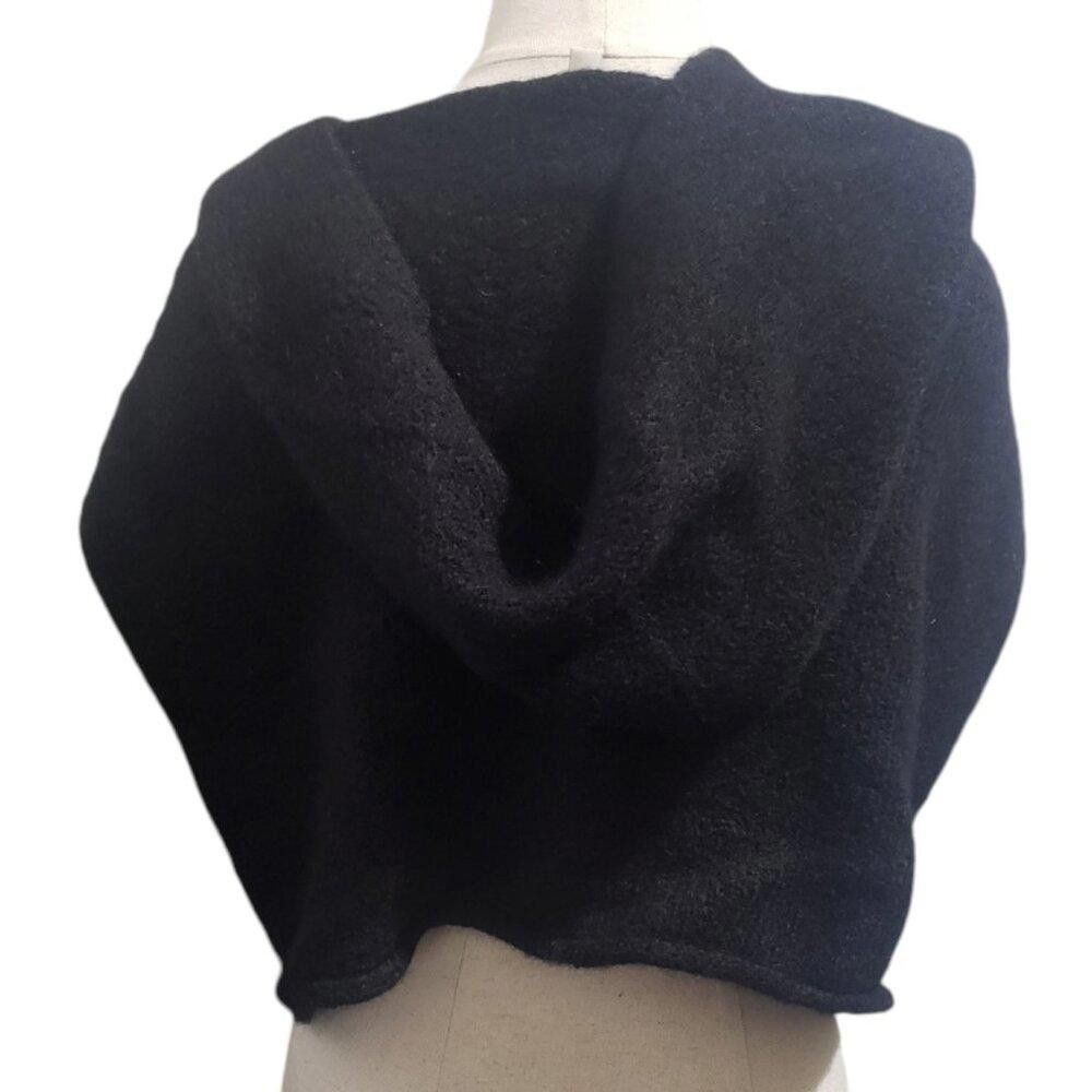Designer CT1967 Black Hooded Alpaca Hooded Shrug L/XL Size L / US 10 / IT 46 - 3 Thumbnail