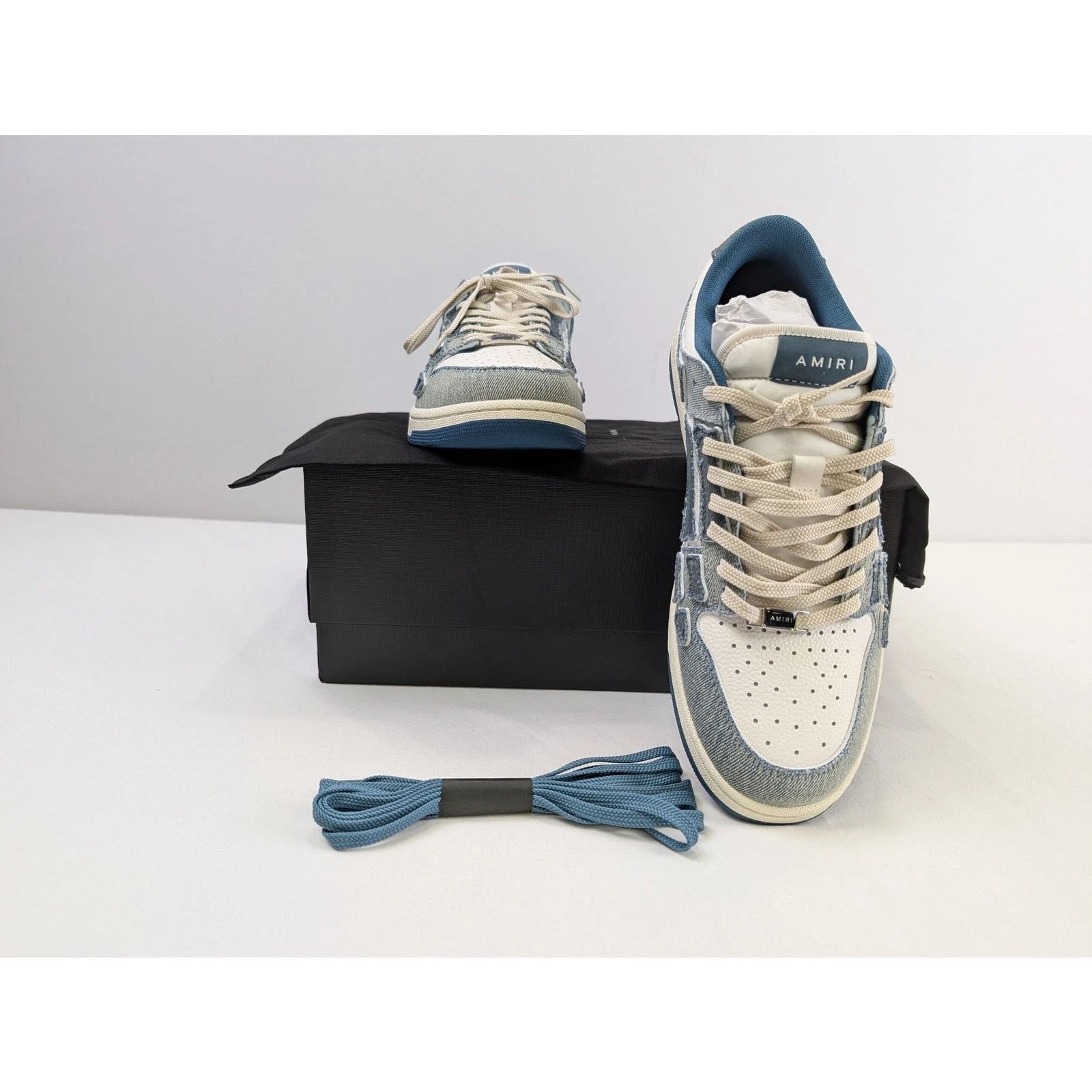Amiri o1rshd1 Vintage Denim Skel Top Low in Slate Blue Size US 11 / EU 44 - 18 Thumbnail
