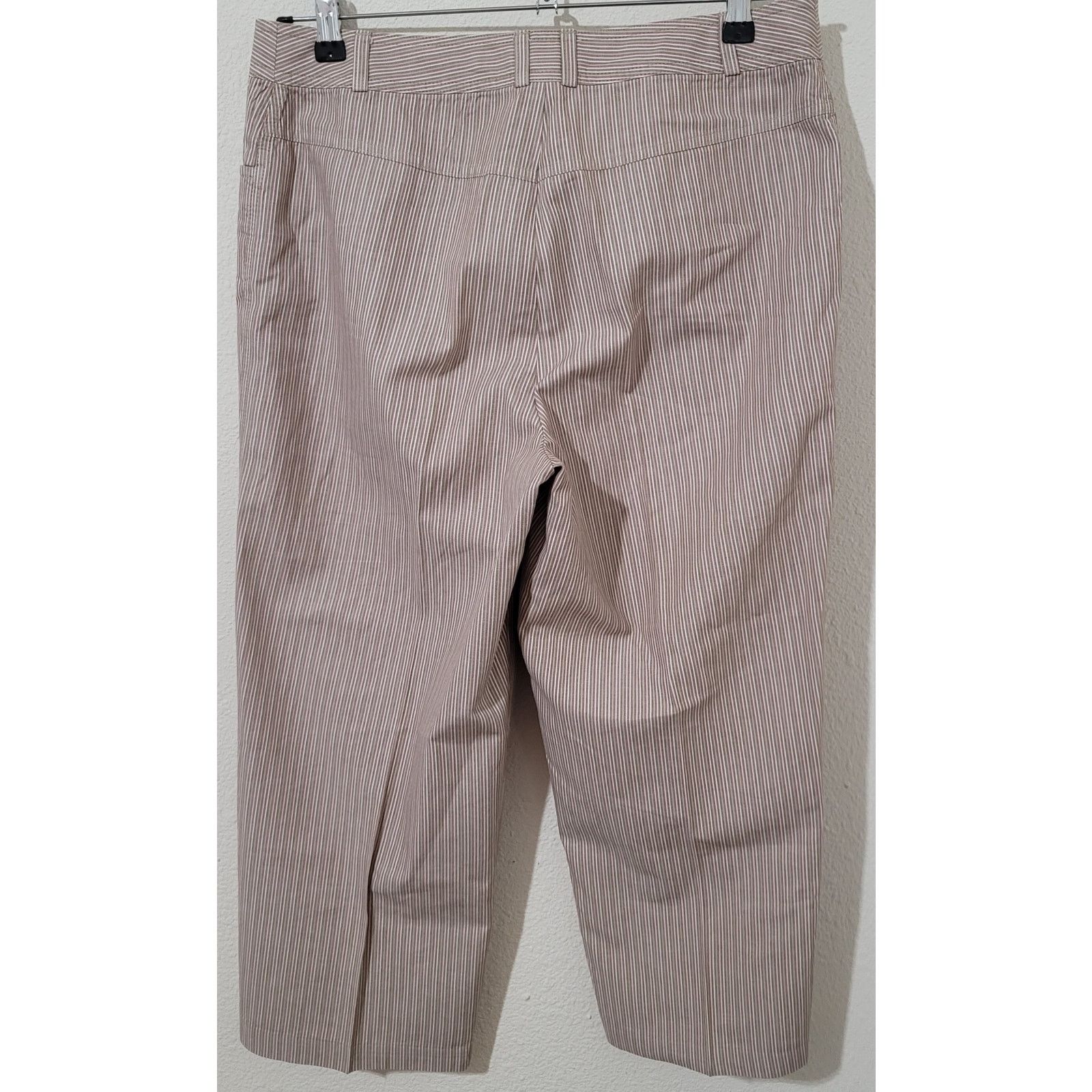 Other Christopher & Banks Beige Striped Capri Pants 8 Lightweight Size 30" / US 8 / IT 44 - 3 Thumbnail