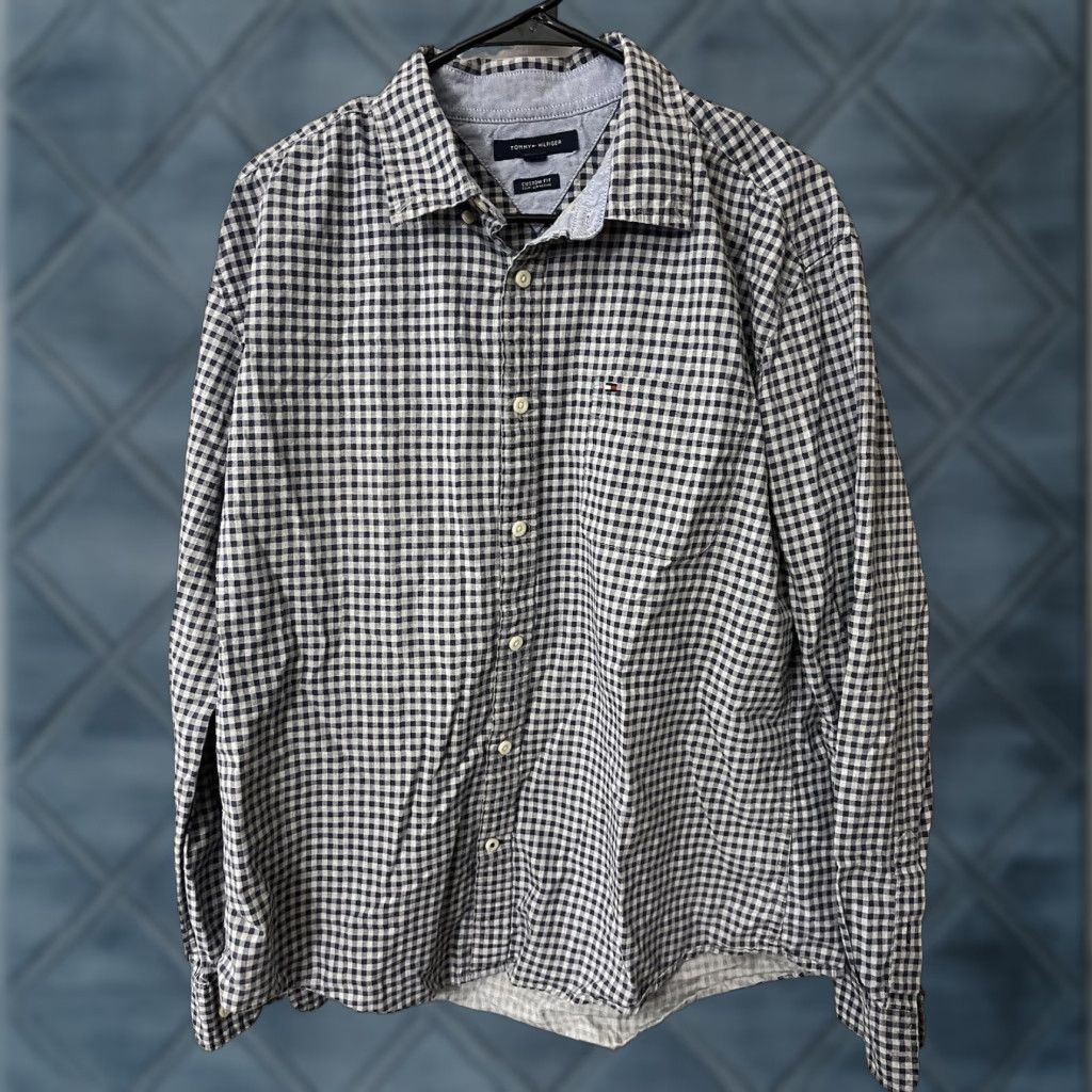 Tommy Hilfiger Tommy Hilfiger Button Down Shirt Mens XL Blue Plaid Custom Fit Casual Work Gingham Size US XL / EU 56 / 4 - 1 Thumbnail