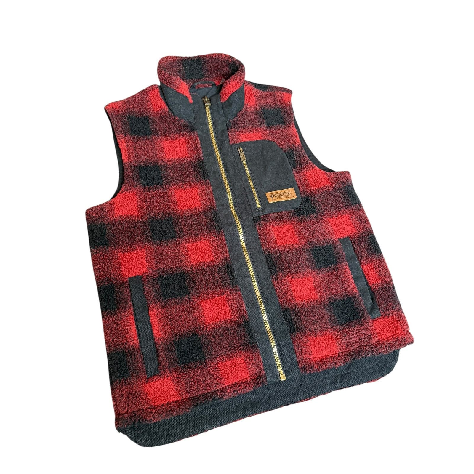 Pendleton × Vintage Pendleton Ridgeline Red Buffalo Plaid Fleece Full Zip Vest Size US M / EU 48-50 / 2 - 3 Thumbnail