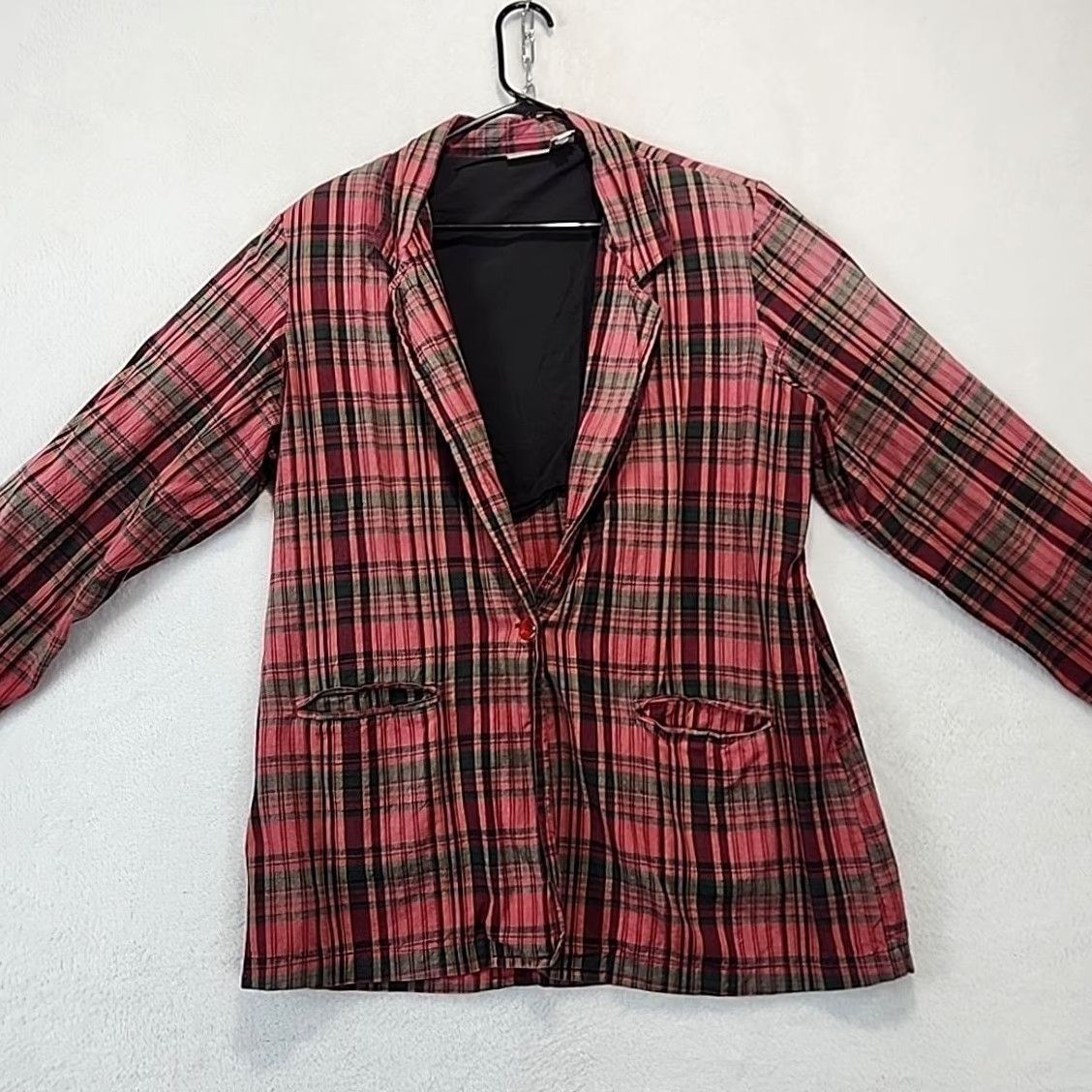 Vintage Newport News Vintage Plaid Button Up Women’s Blazer L Red Three-Button Sleeve One-Button Front Lined Career Office Size L / US 10 / IT 46 - 6 Thumbnail