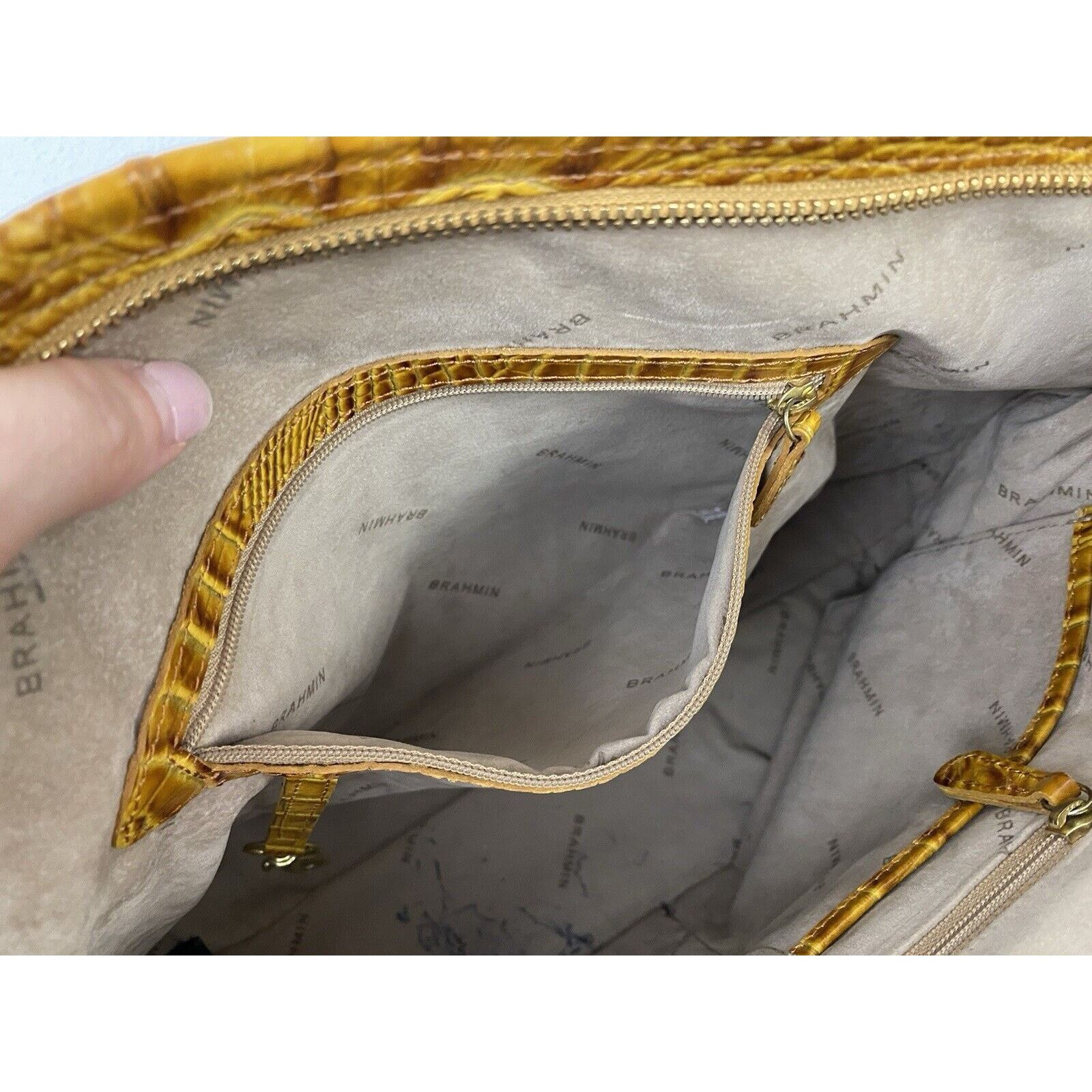 BRAHMIN Brahmin Alden Brown Croc Embossed Leather Shoulder Purse Bag Size ONE SIZE - 17 Thumbnail