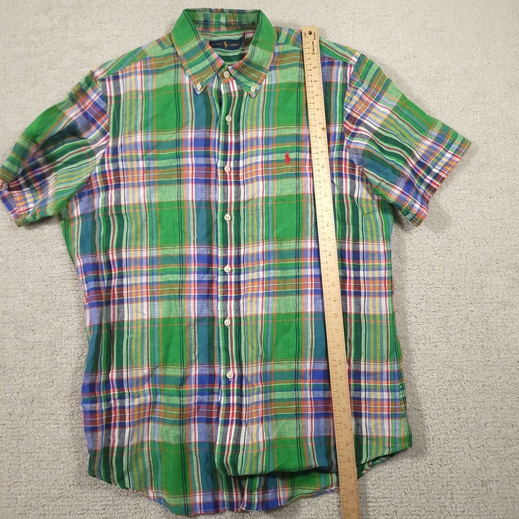 Ralph Lauren Ralph Lauren Shirt Mens L Colorful 100% Linen Plaid Madras Camp Pony Shirt Size US L / EU 52-54 / 3 - 5 Thumbnail