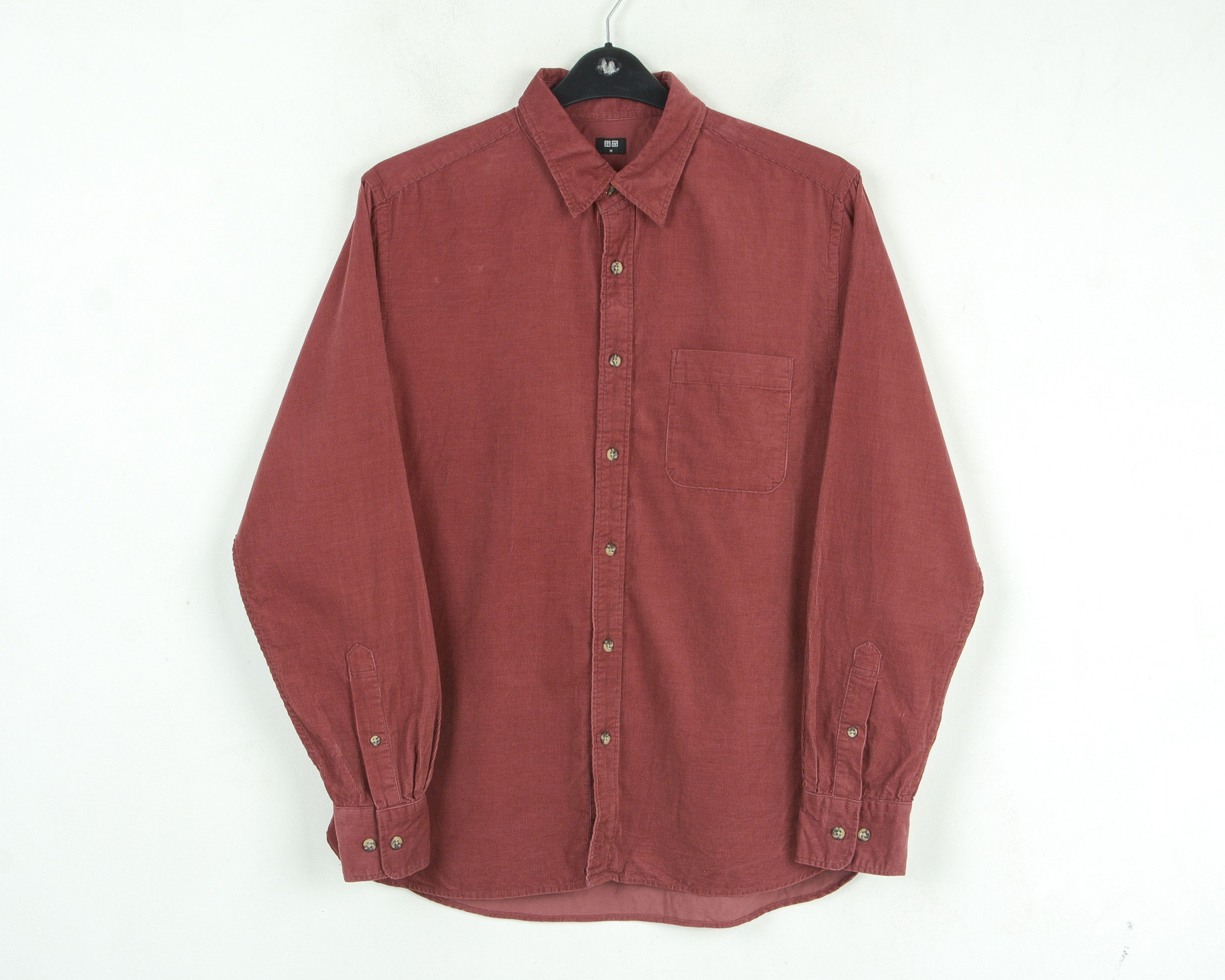 Uniqlo Mens M Corduroy Shirt Cords Western Trucker Cowboy Maroon Size US M / EU 48-50 / 2 - 1 Thumbnail