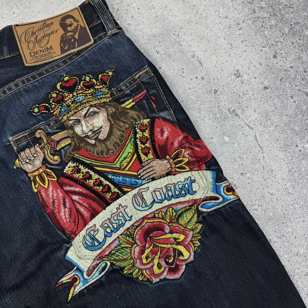 Christian Audigier × Ed Hardy RARE Christian Audigier West Coast Embroidered King Jeans Size US 34 / EU 50 - 6 Thumbnail