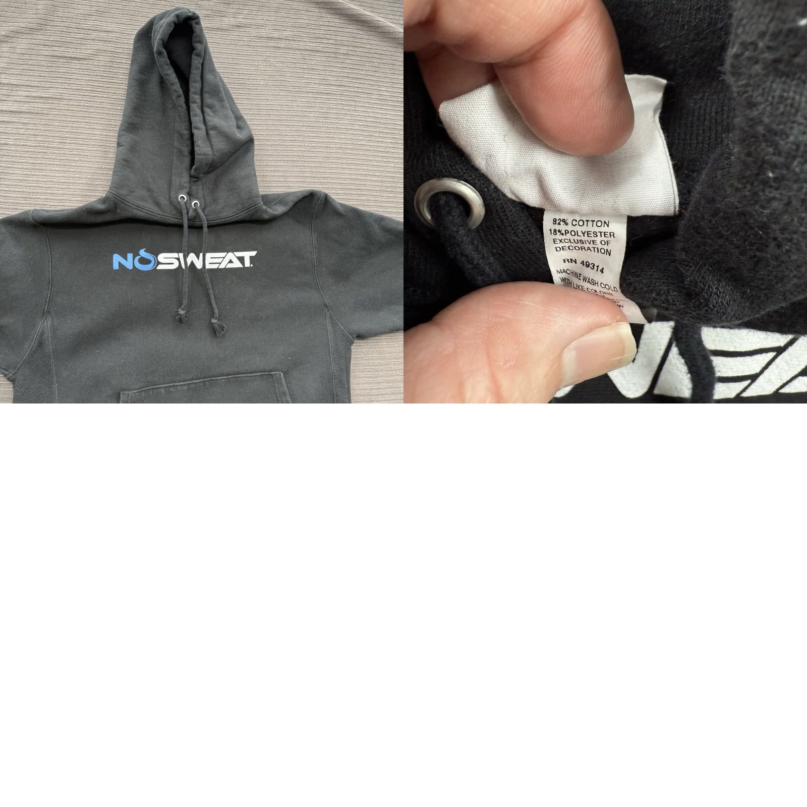 Vintage No Sweat Hoodie Men Medium Black Cotton Long Sleeve Outdoors Hiking Walking Size US M / EU 48-50 / 2 - 8 Thumbnail