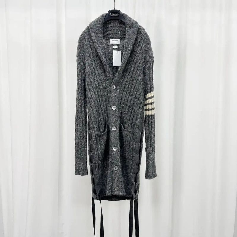 Thom Browne Thom Browne Gray Wool Striped Sweater 0089 Size S / US 4 / IT 40 - 1 Thumbnail