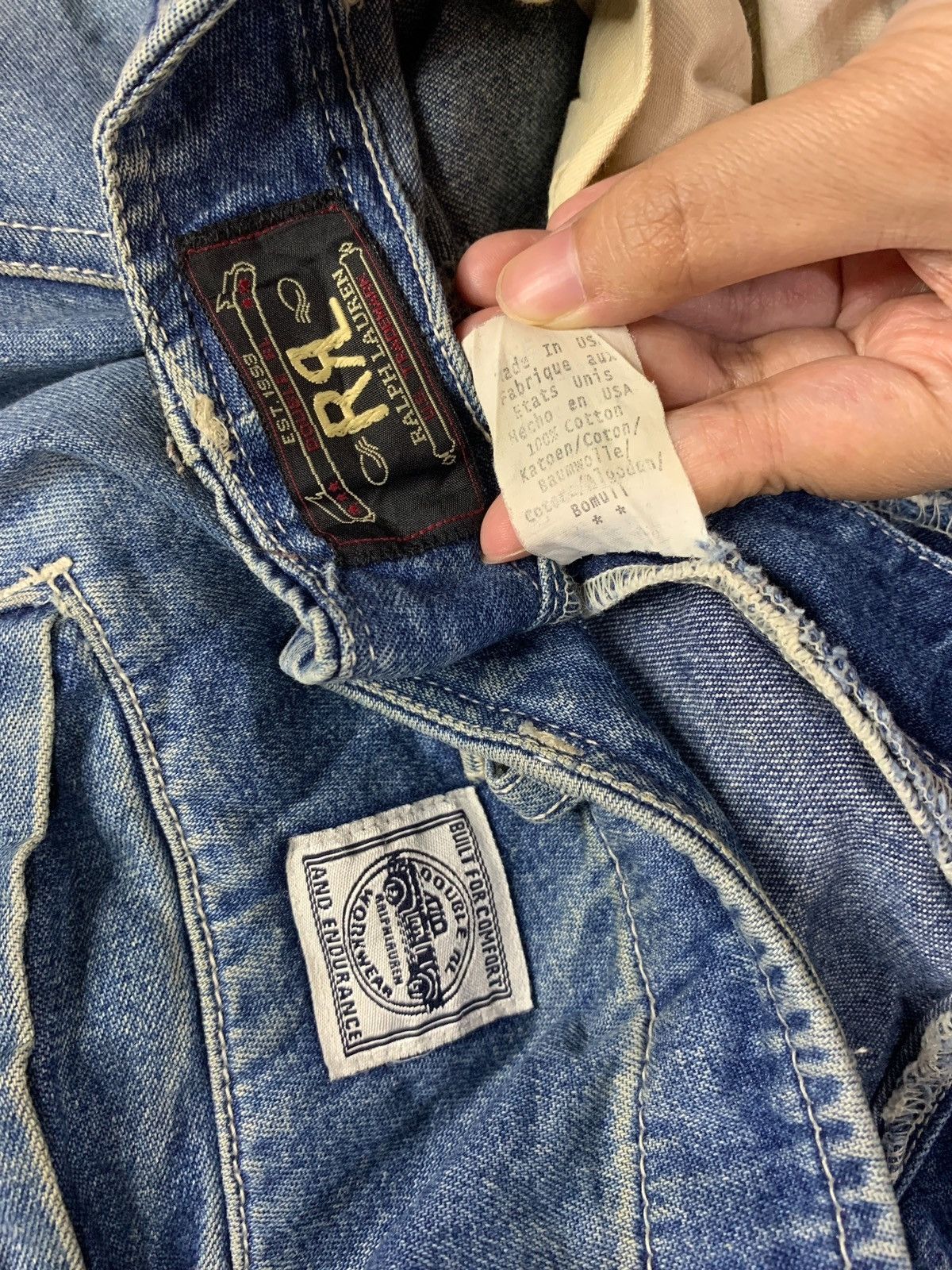 RRL Ralph Lauren Vintage USA RRL Ralph Lauren Mud Wash Baggy Cargo Jeans Size US 38 / EU 54 - 10 Thumbnail