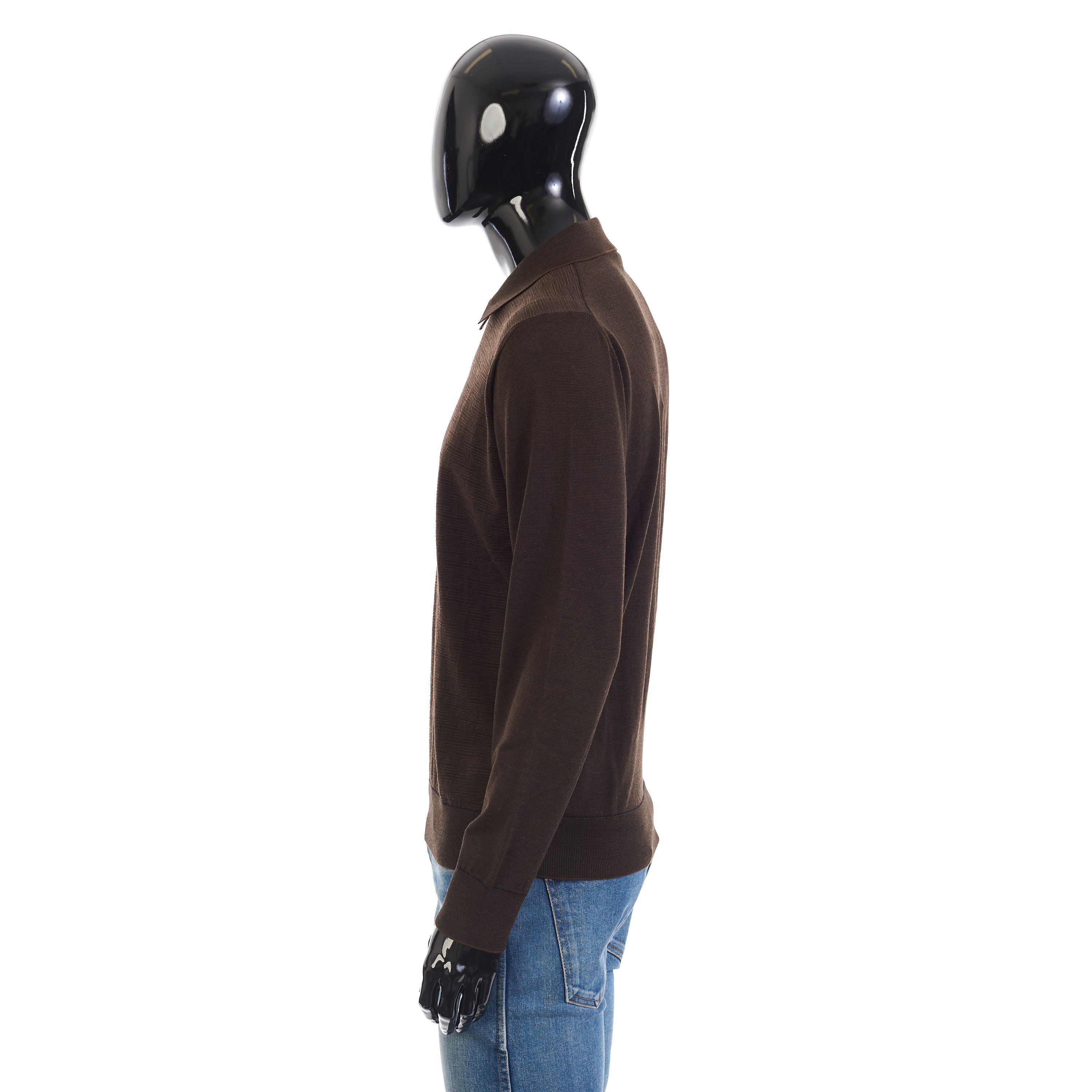 Brioni Polo Sweater With Metal Zip In Brown Wool Size US XXL / EU 58 / 5 - 4 Thumbnail