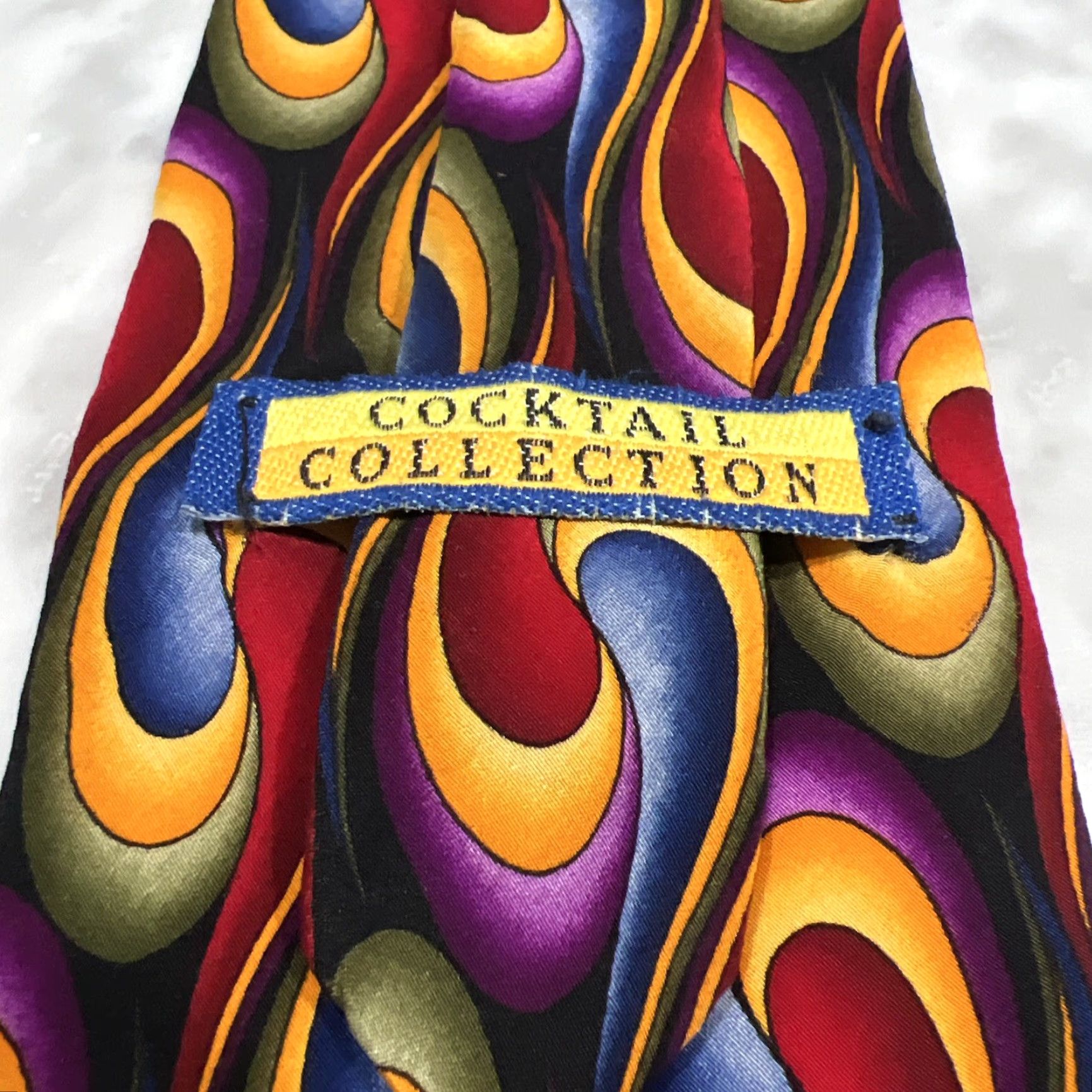 Vintage Cocktail Collection Men’s Silk Neck Tie Brandy As Seen Under Microscope 4”x 58” Size ONE SIZE - 5 Thumbnail