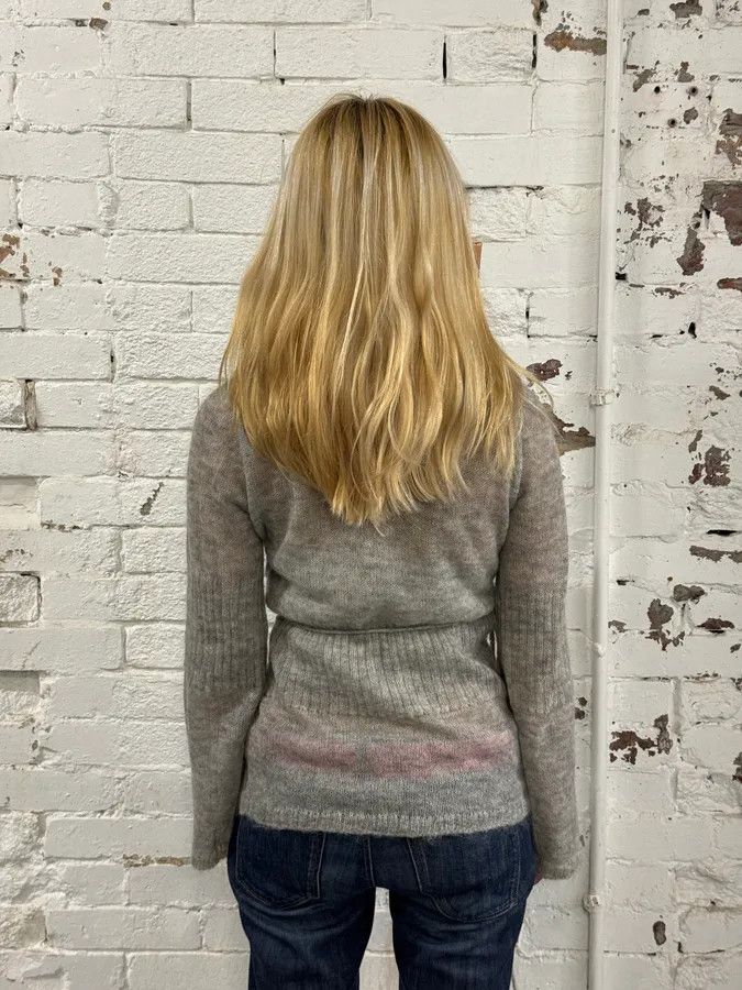Daniele Alessandrini Daniele Alessandrini Fur Collar Mohair Cardigan Size M / US 6-8 / IT 42-44 - 2 Thumbnail